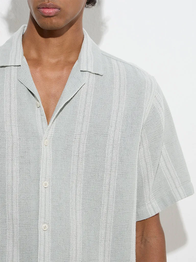 ETA Sage Stripe Printed Relaxed-Fit Cotton Shirt
