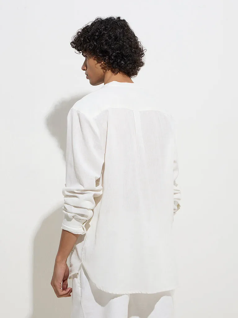 ETA White Embroidered Relaxed-Fit Cotton Shirt