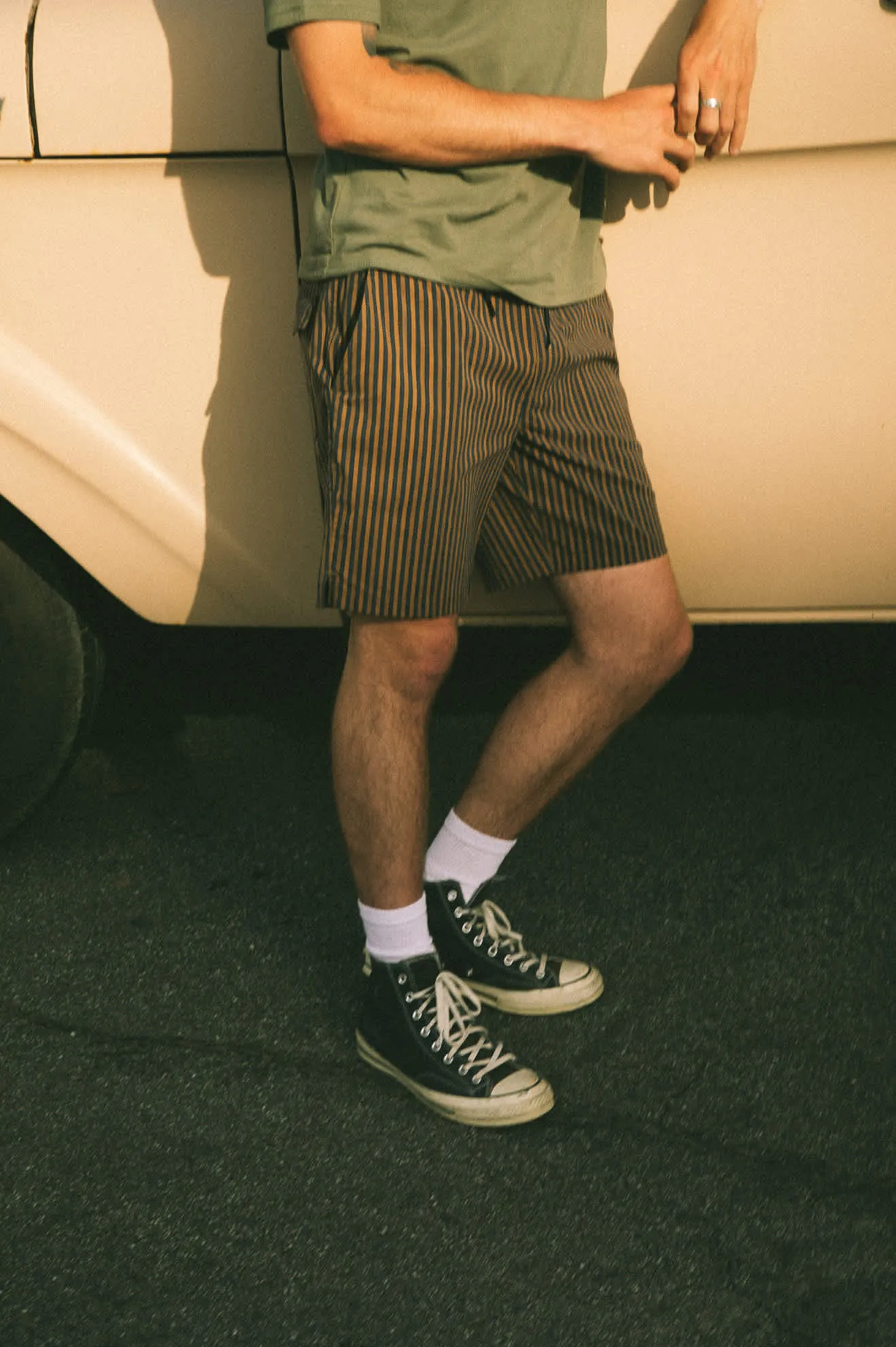 Everyday Stretch Hybrid Short 5.5 - Washed Navy/Sunbaked Herringbone