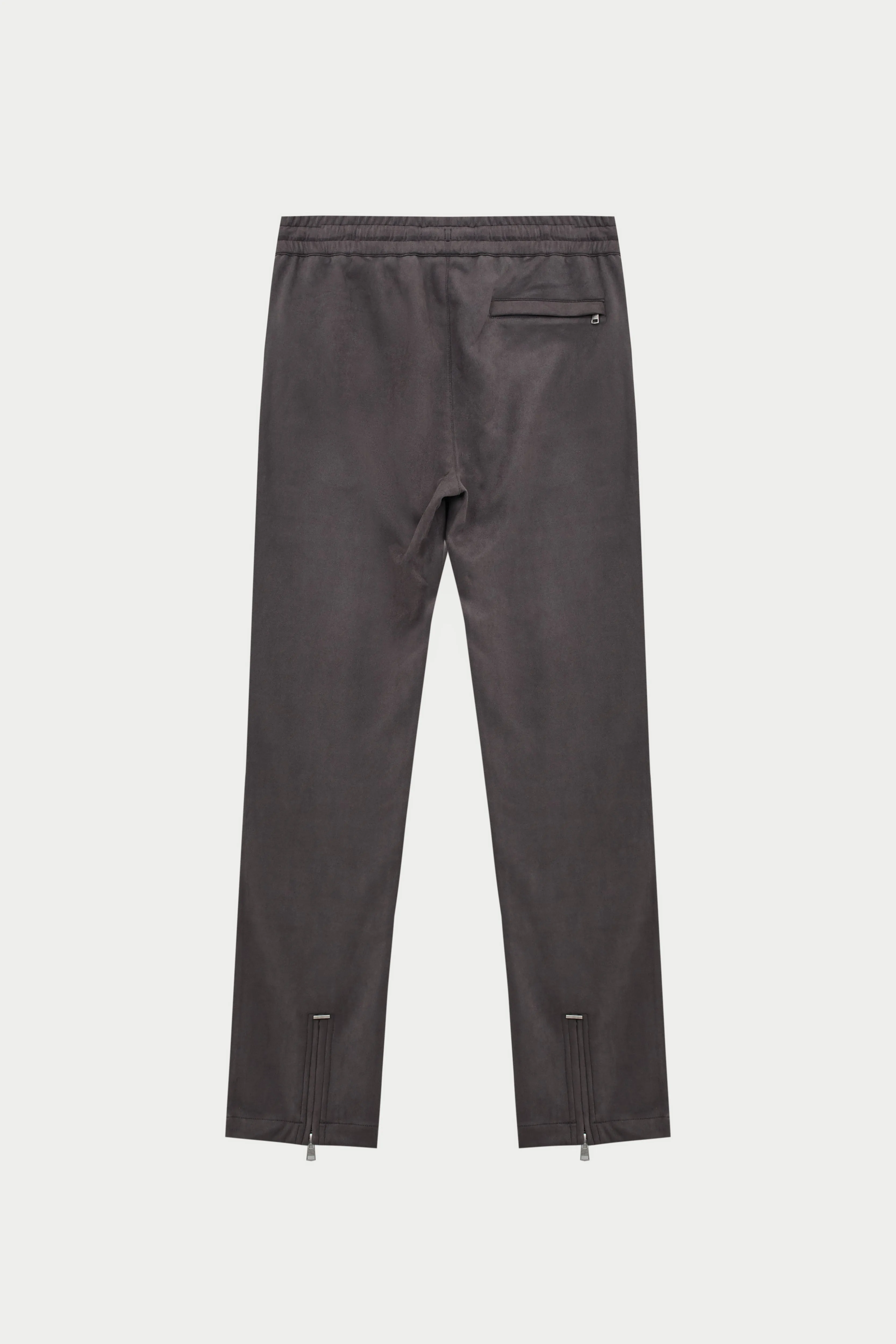 FAUX SUEDE STRAIGHT LEG PANTS - CHARCOAL