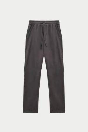 FAUX SUEDE STRAIGHT LEG PANTS - CHARCOAL