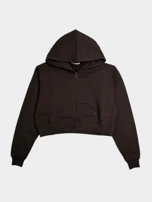Felpa Cappuccio Full Zip Corta Con Stampa Sul Davanti