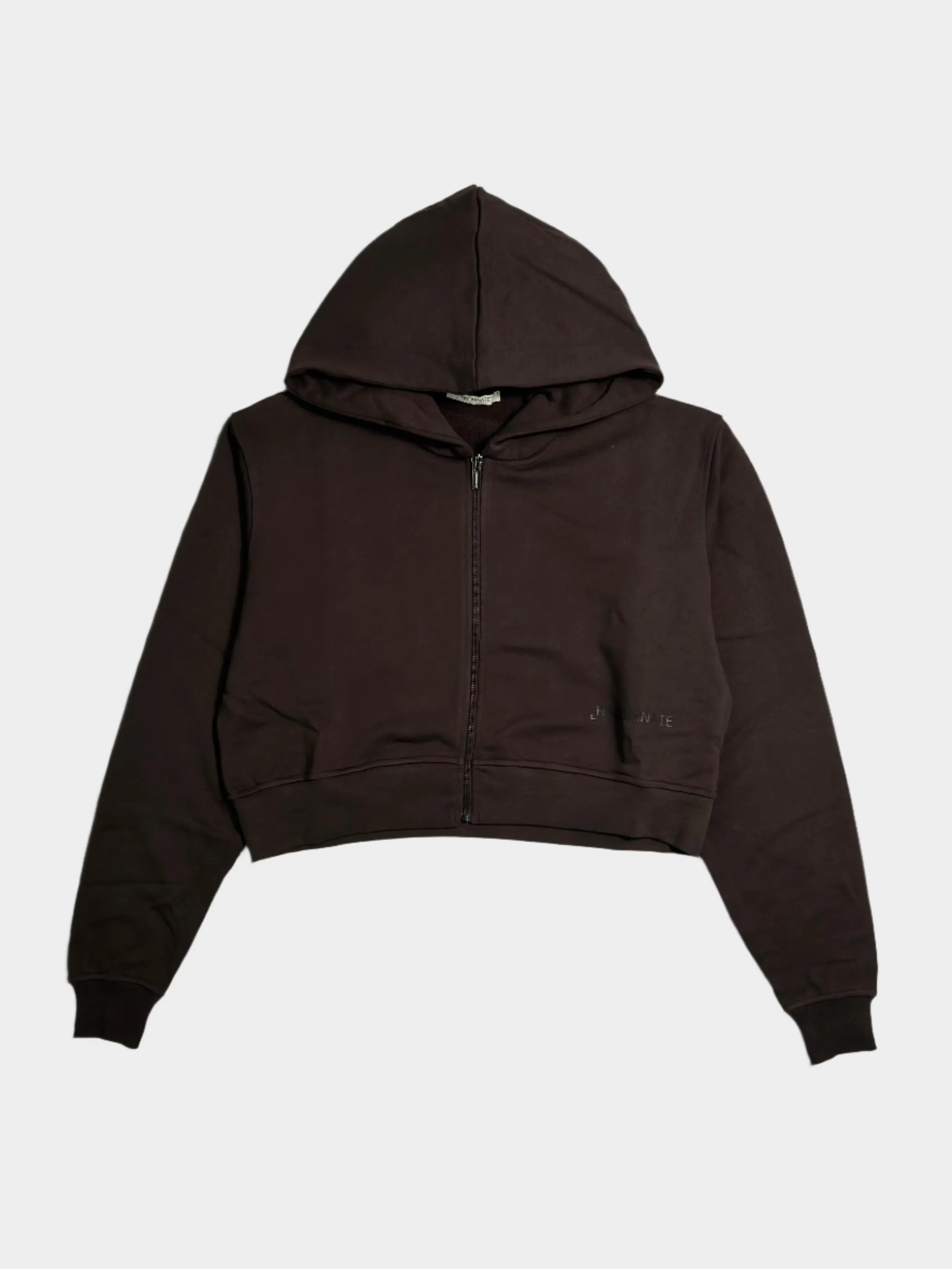 Felpa Cappuccio Full Zip Corta Con Stampa Sul Davanti