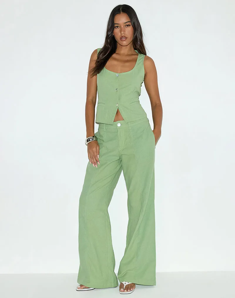 Ganita Vest in Linen Minty Green
