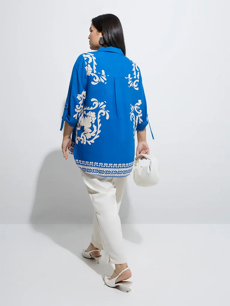 Gia Blue Floral Printed Shirt