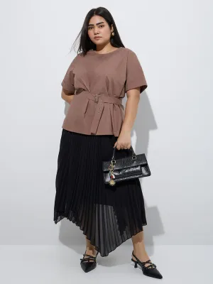Gia Brown Buckle-Detailed Top