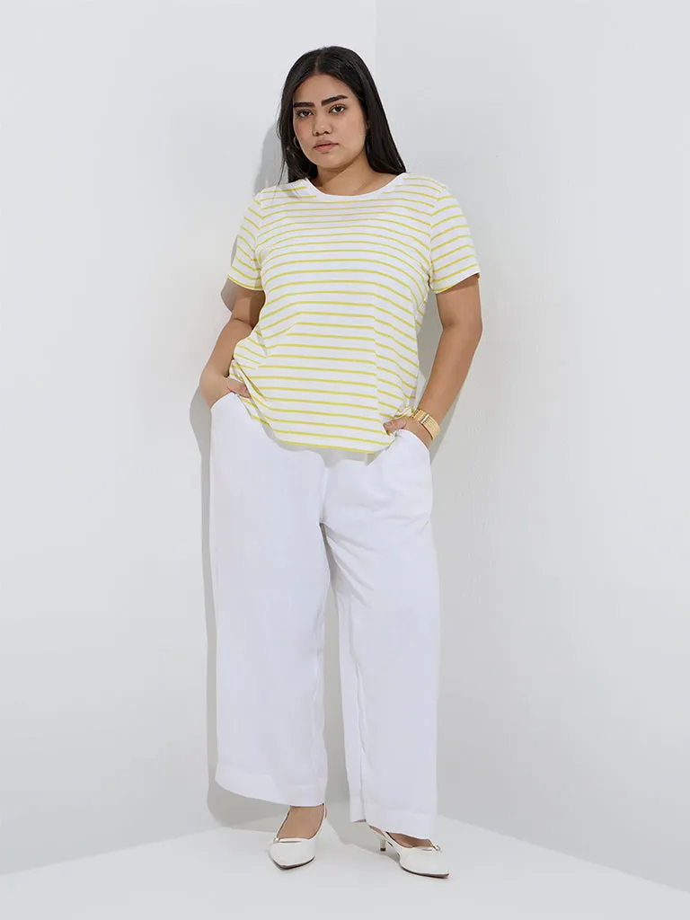 Gia Lime Stripe Printed Cotton T-Shirt