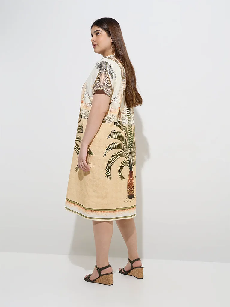 Gia Multicolour Nature-Inspired Cotton-Blend Straight Dress
