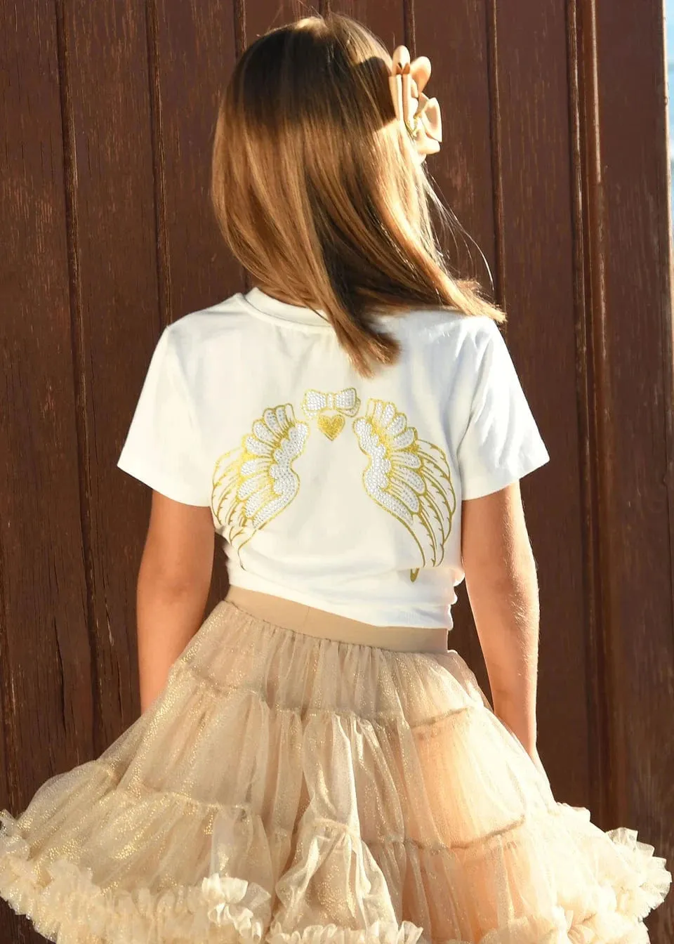 Girls Amelia Wings Printed T-Shirt in White