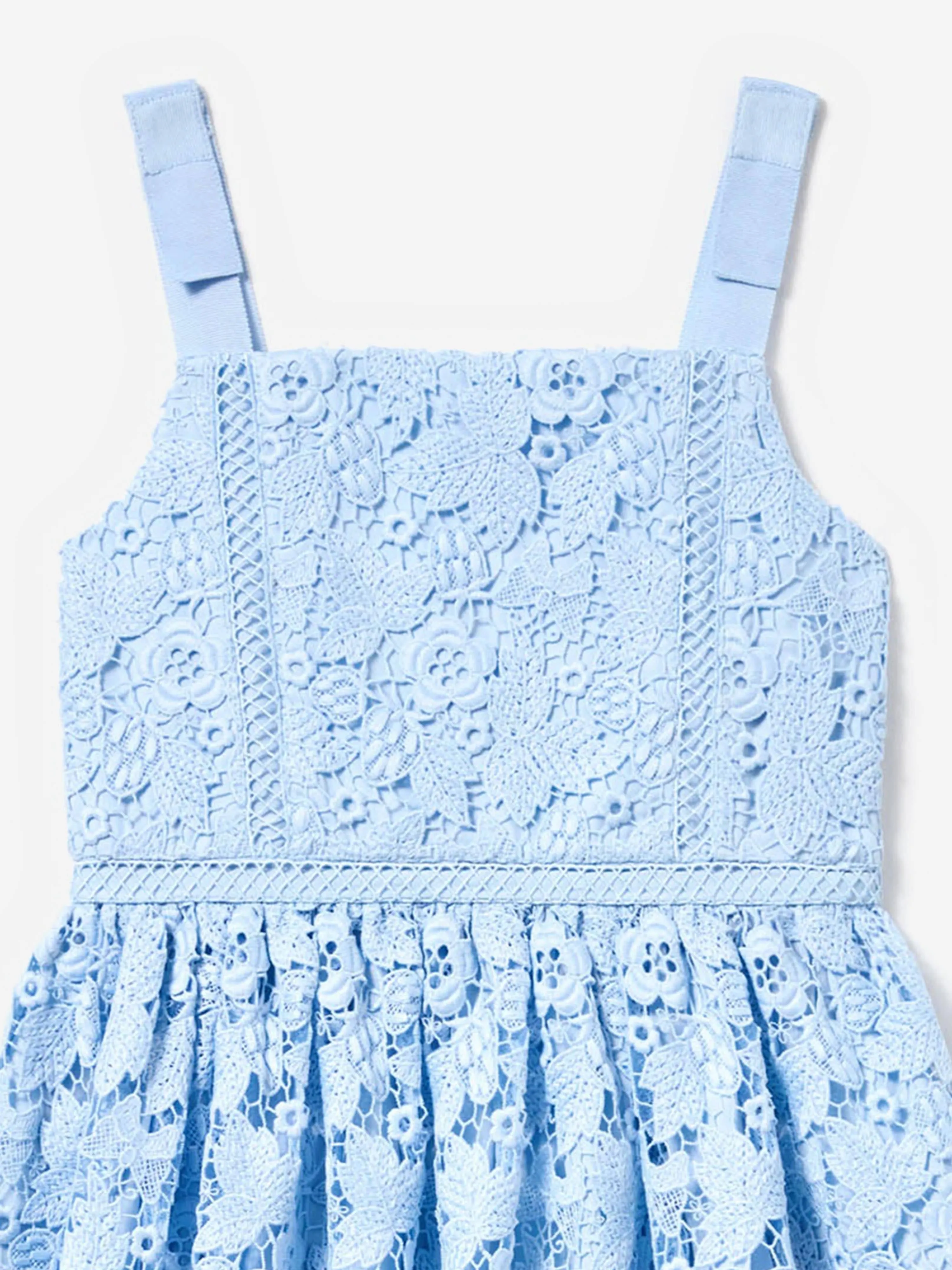 Girls Butterfly Lace Dress in Blue