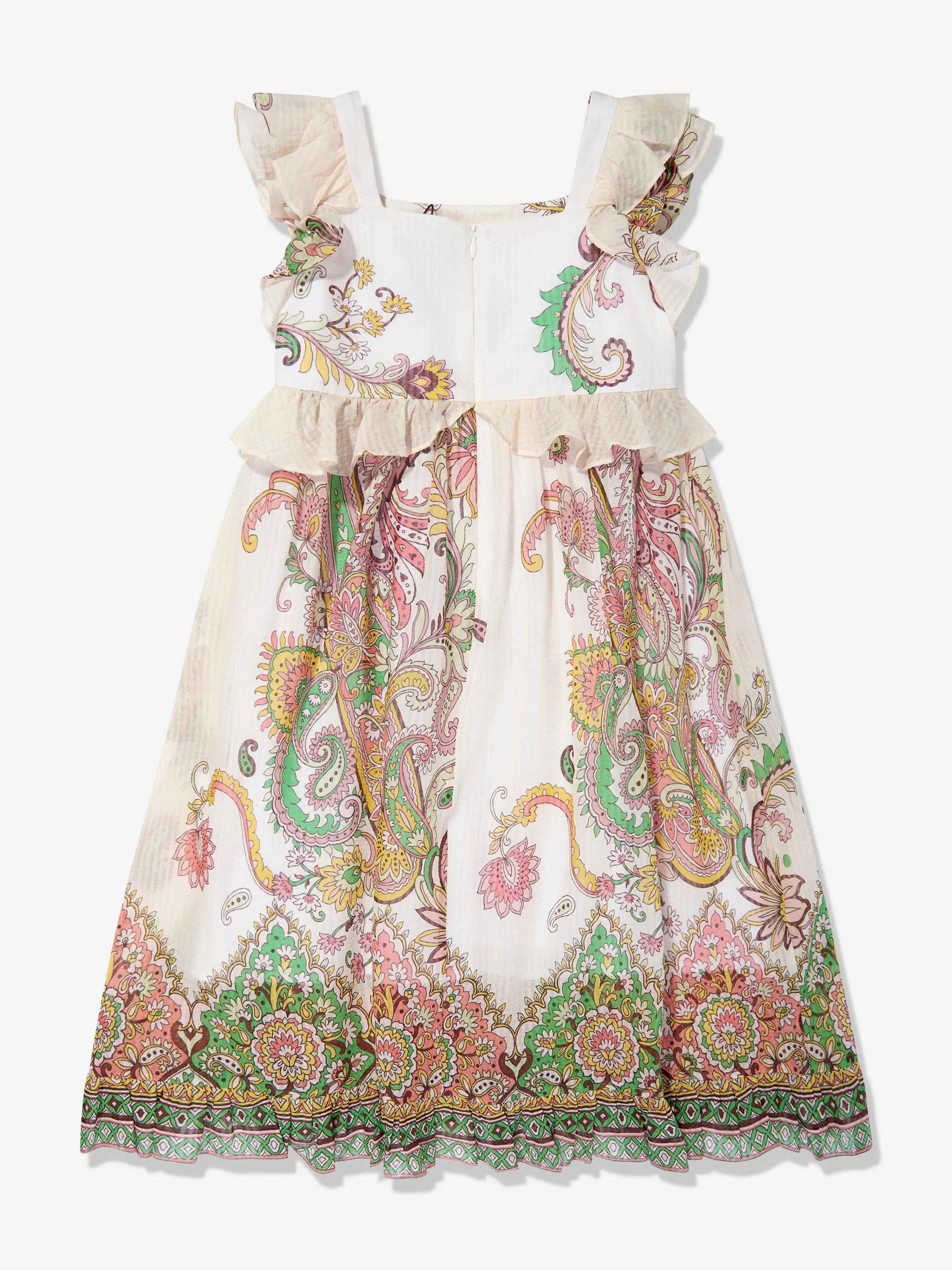 Girls Cotton and Silk Paisley Print Dress in Multicolour