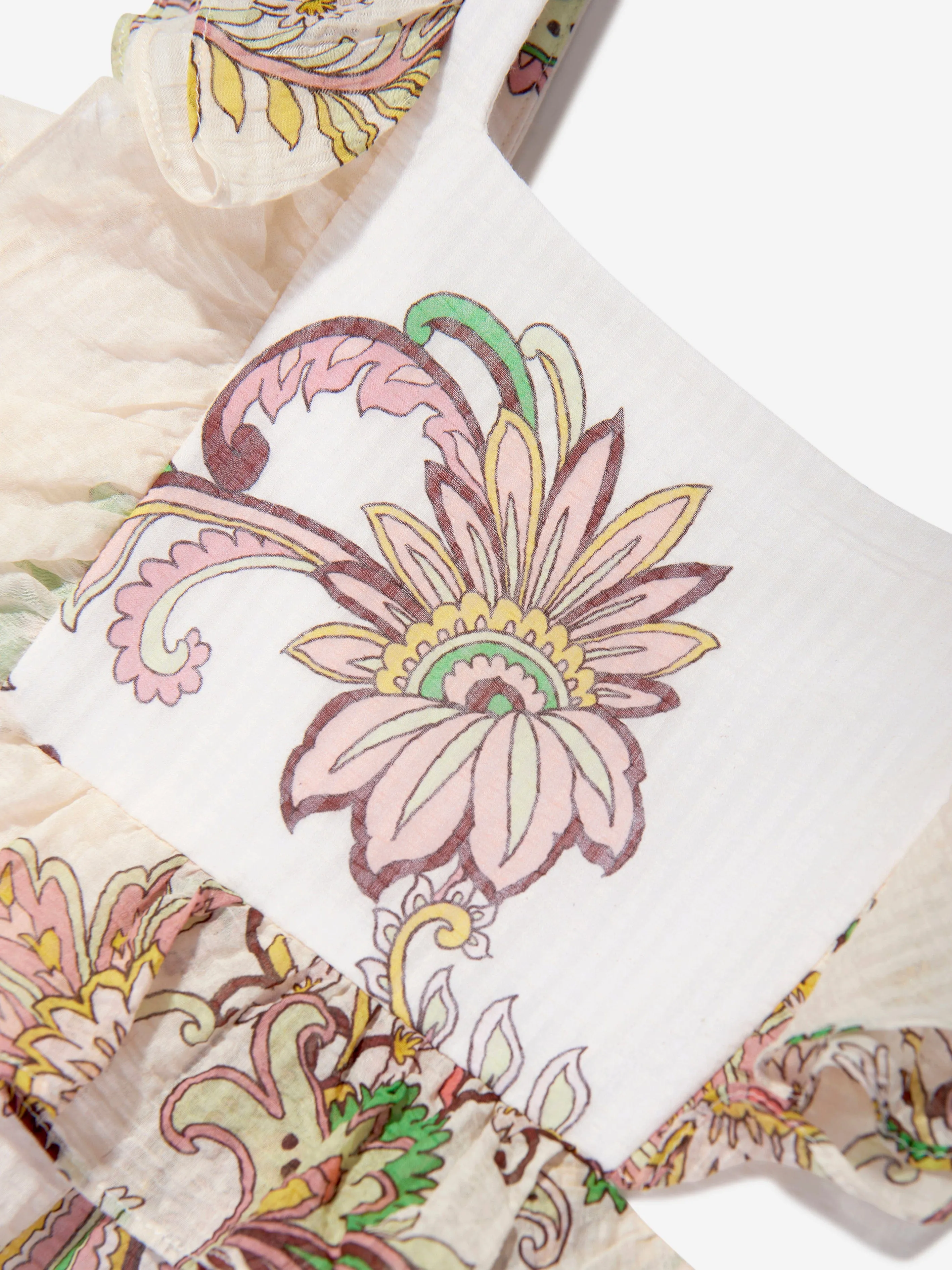 Girls Cotton and Silk Paisley Print Dress in Multicolour