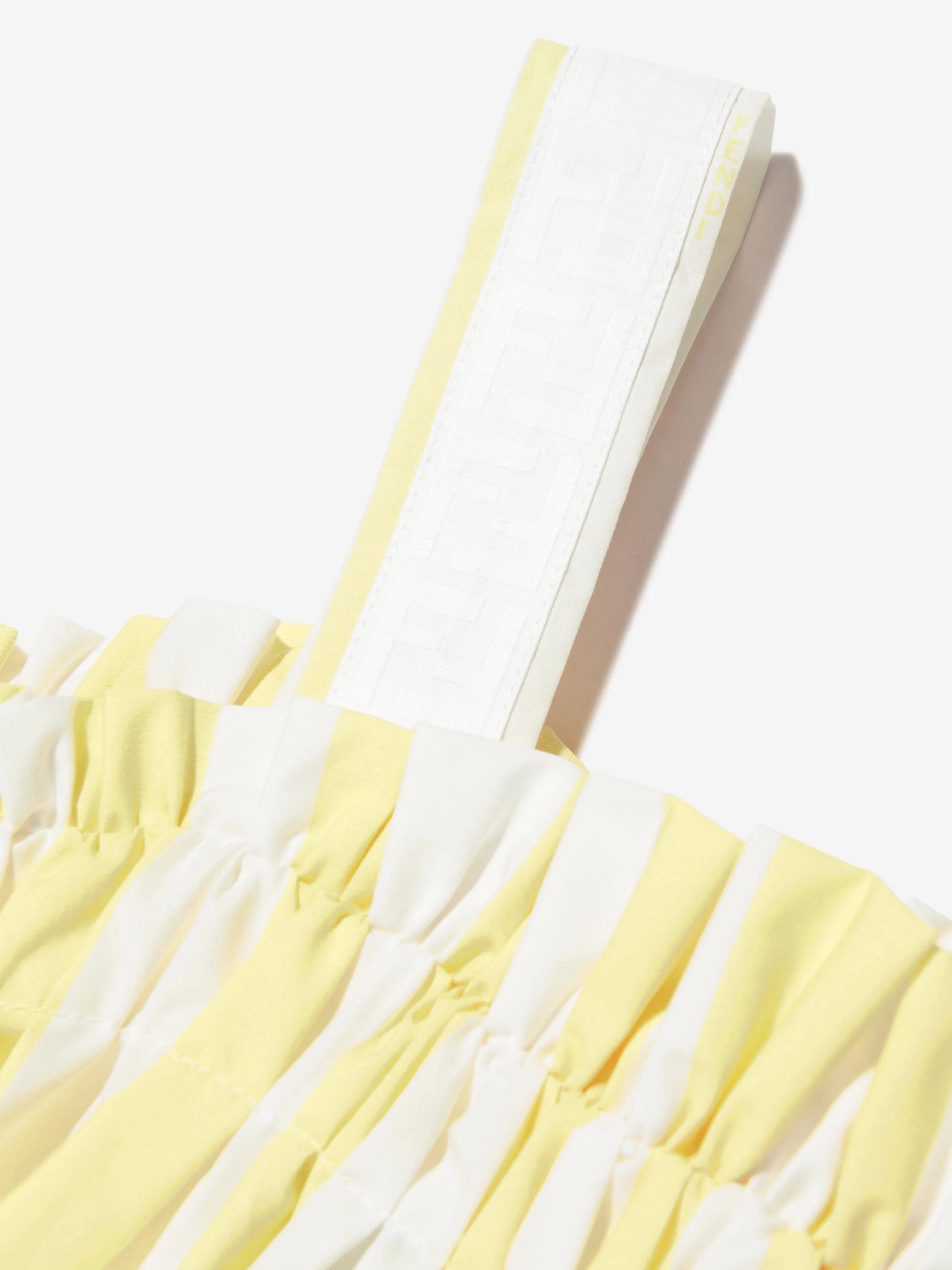 Girls Cotton Striped Flower Dress in Yellow