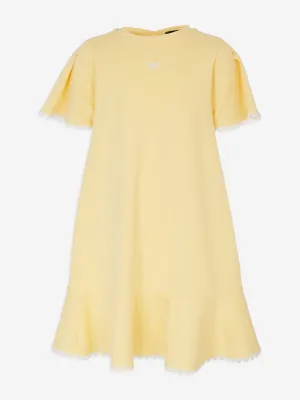 Girls Embroidered Jersey Dress in Yellow