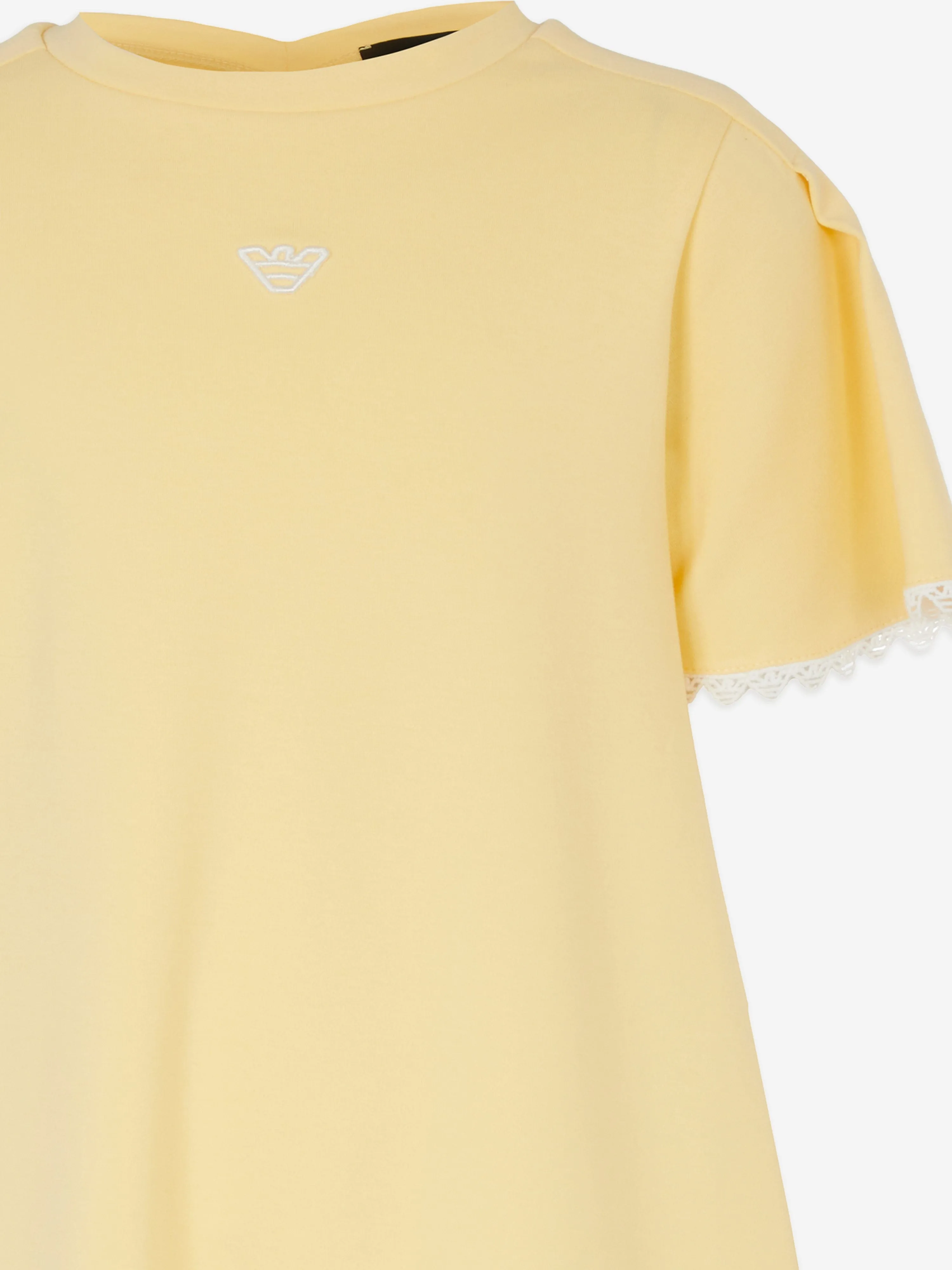 Girls Embroidered Jersey Dress in Yellow