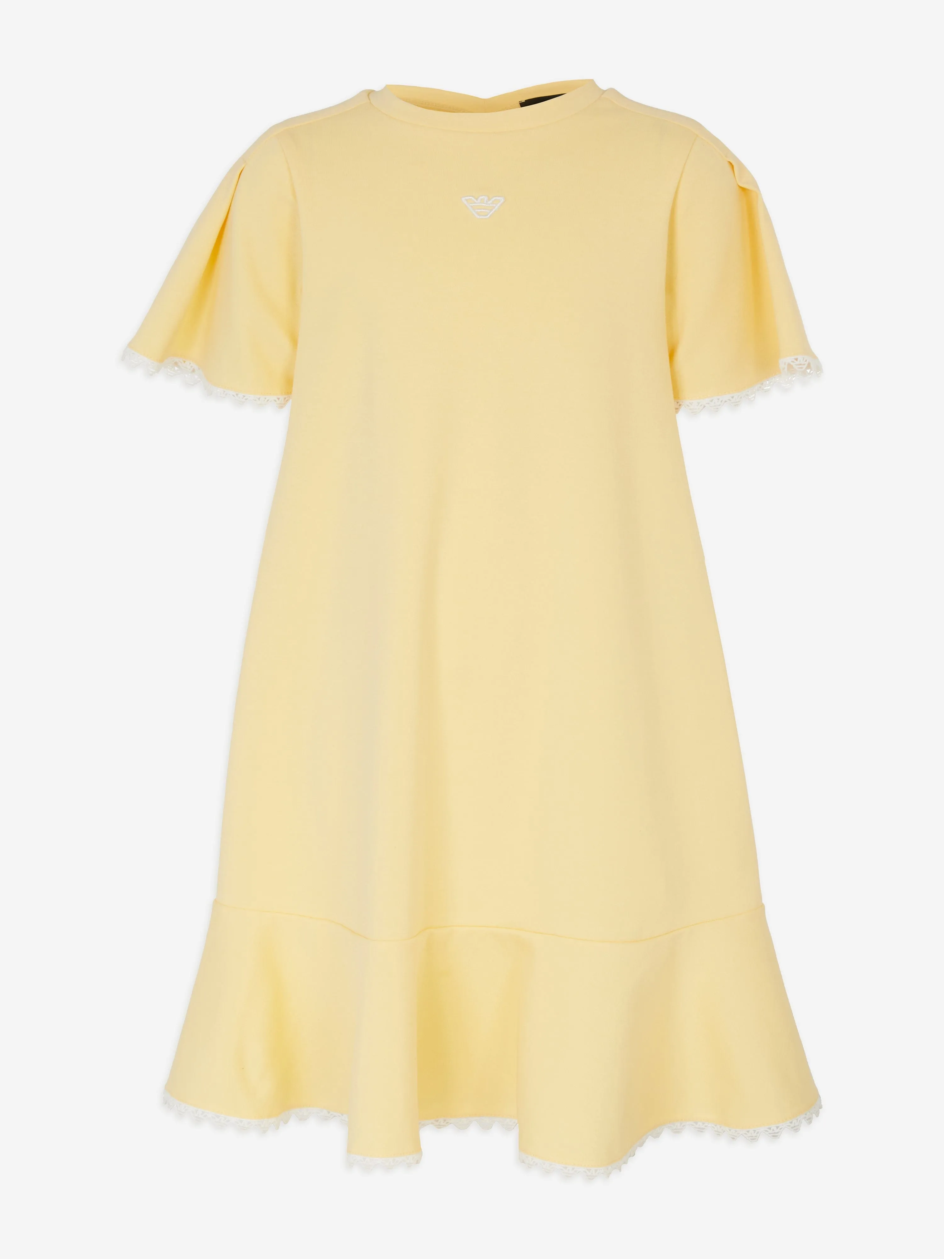 Girls Embroidered Jersey Dress in Yellow