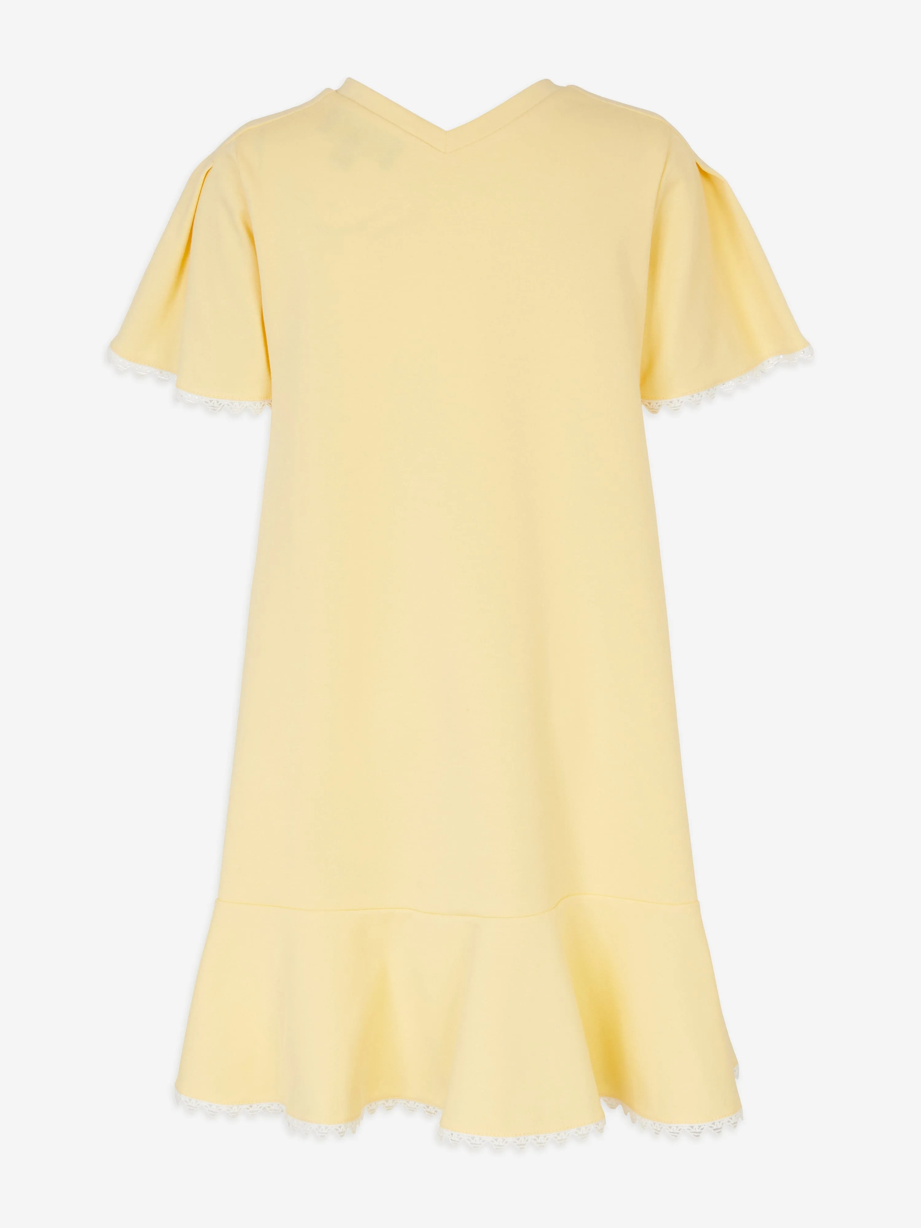 Girls Embroidered Jersey Dress in Yellow