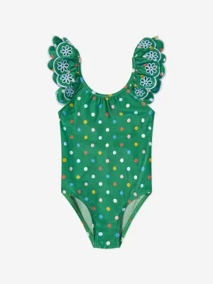 Girls Everley Embroidered Swimsuit in Green