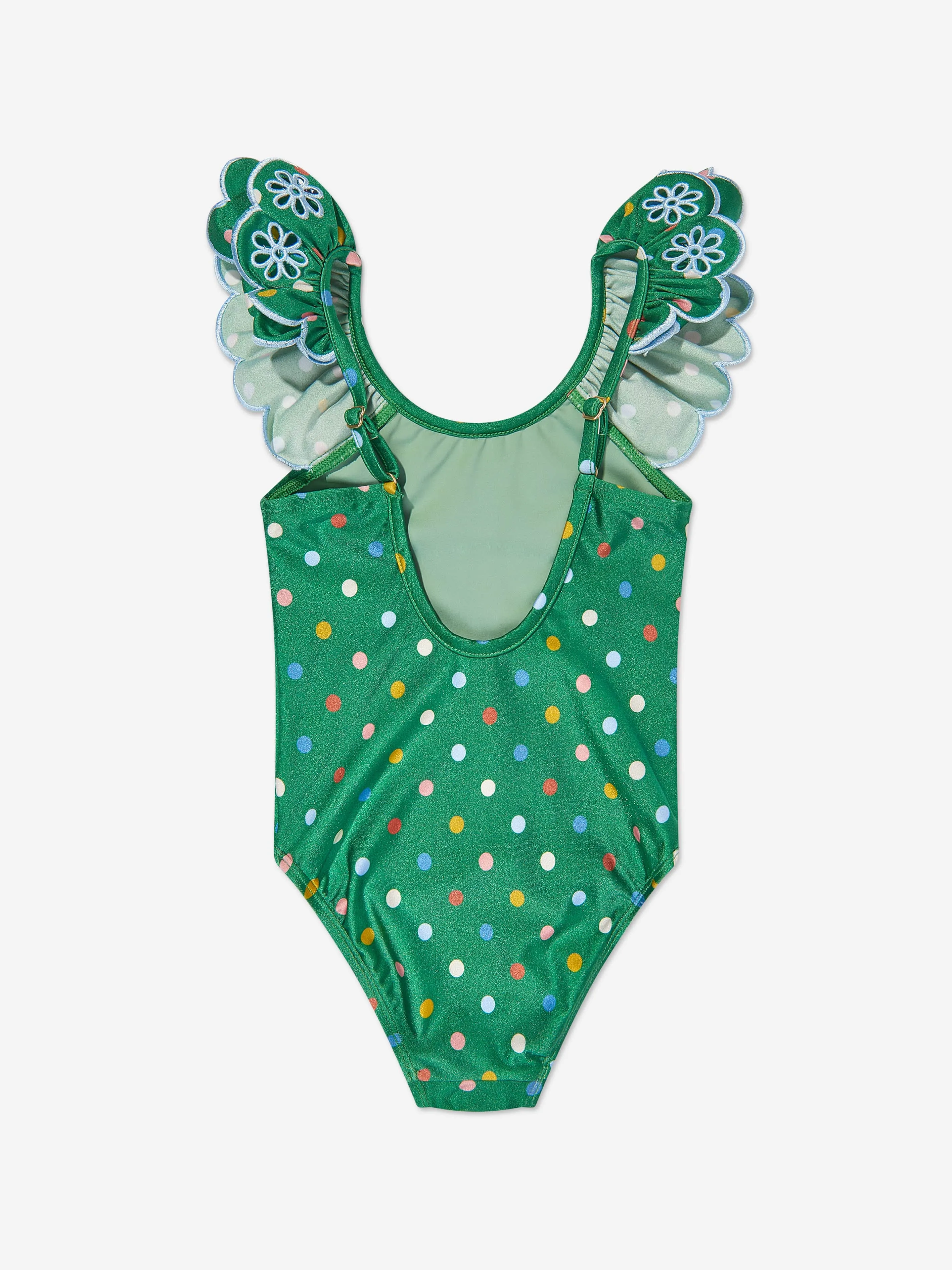 Girls Everley Embroidered Swimsuit in Green