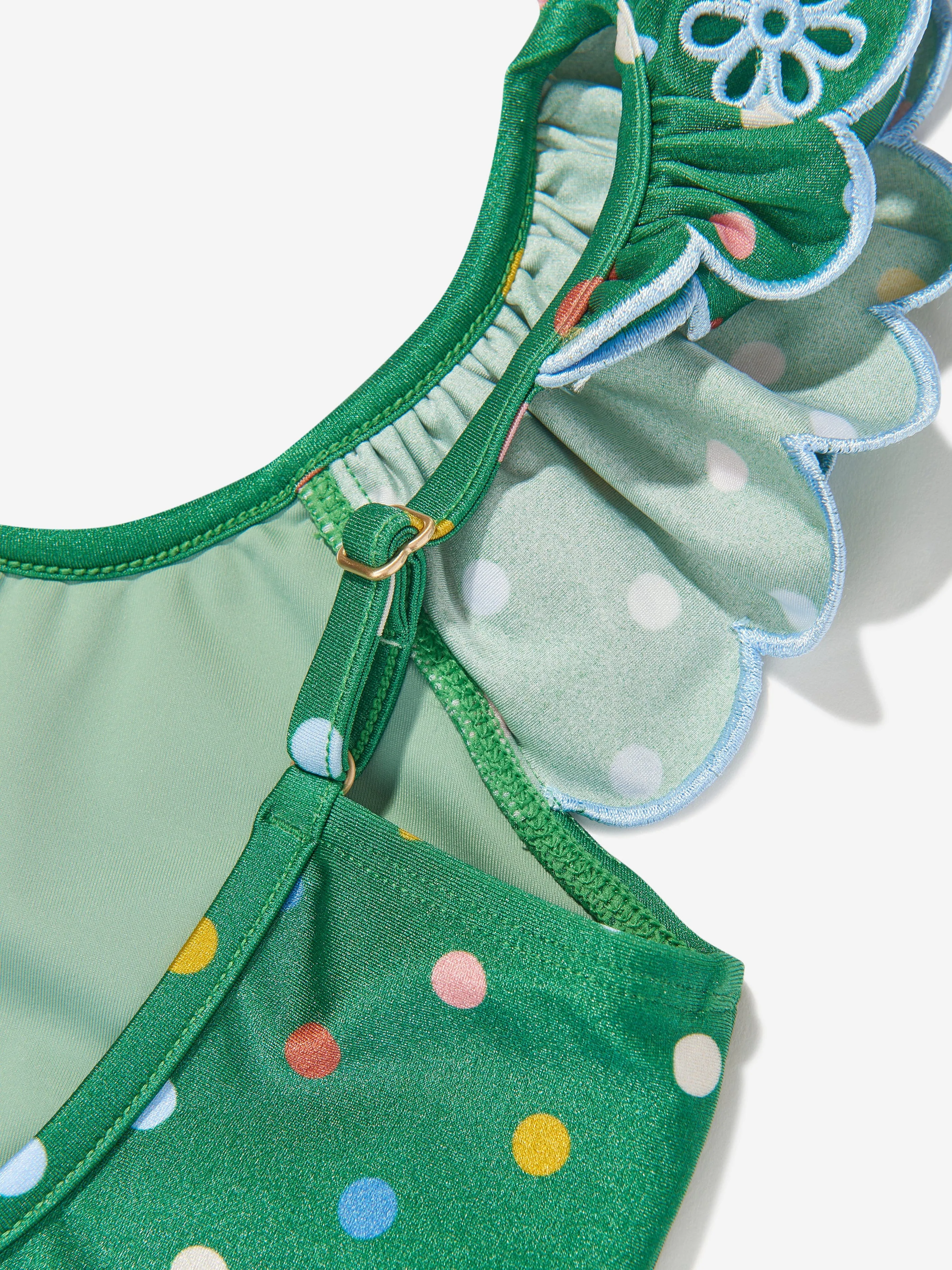 Girls Everley Embroidered Swimsuit in Green