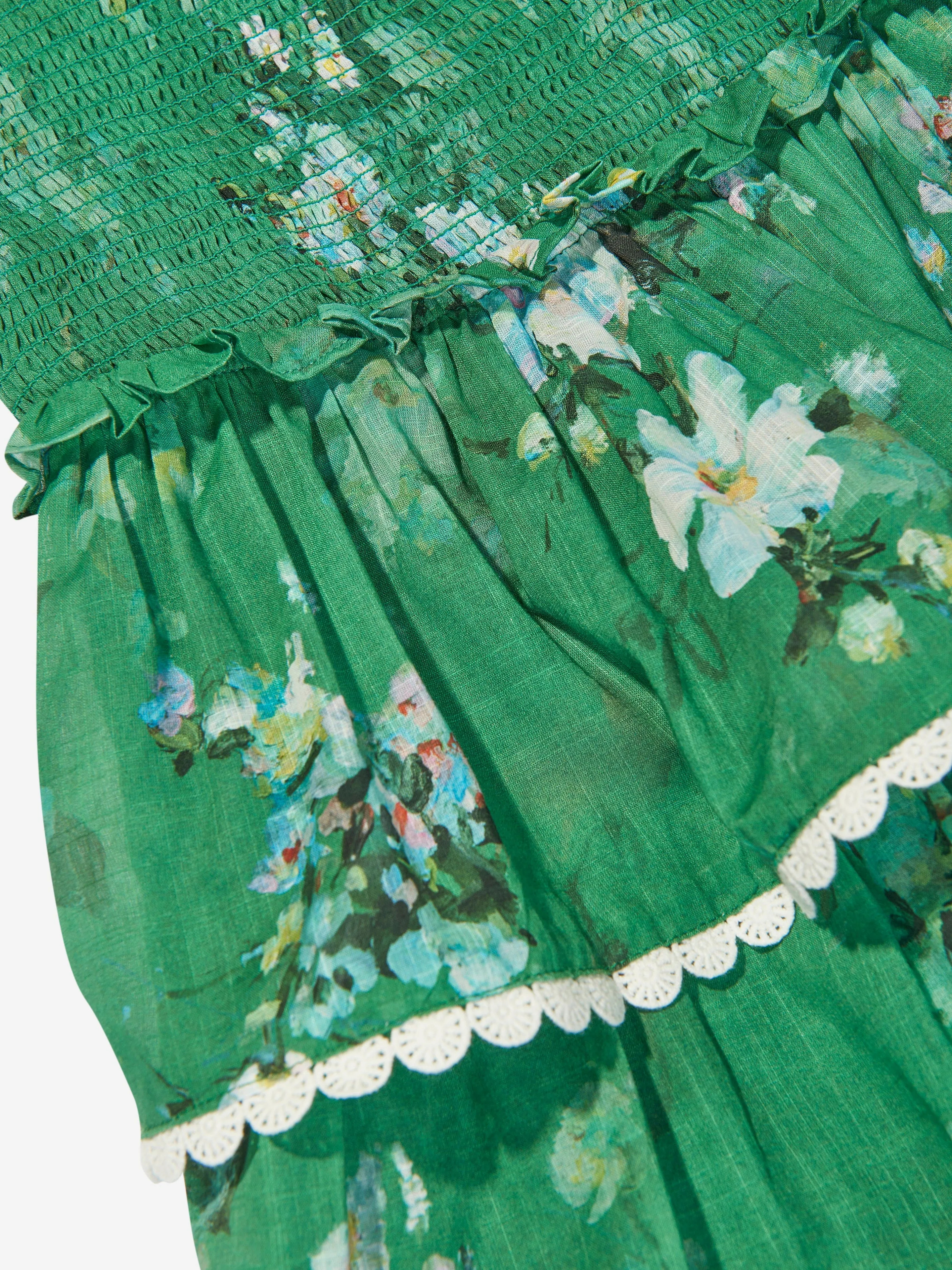 Girls Everley Tiered Dress in Green