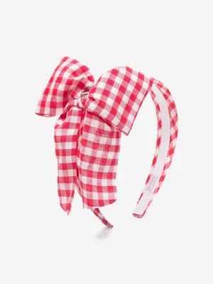 Girls Gingham Bow Headband in Red