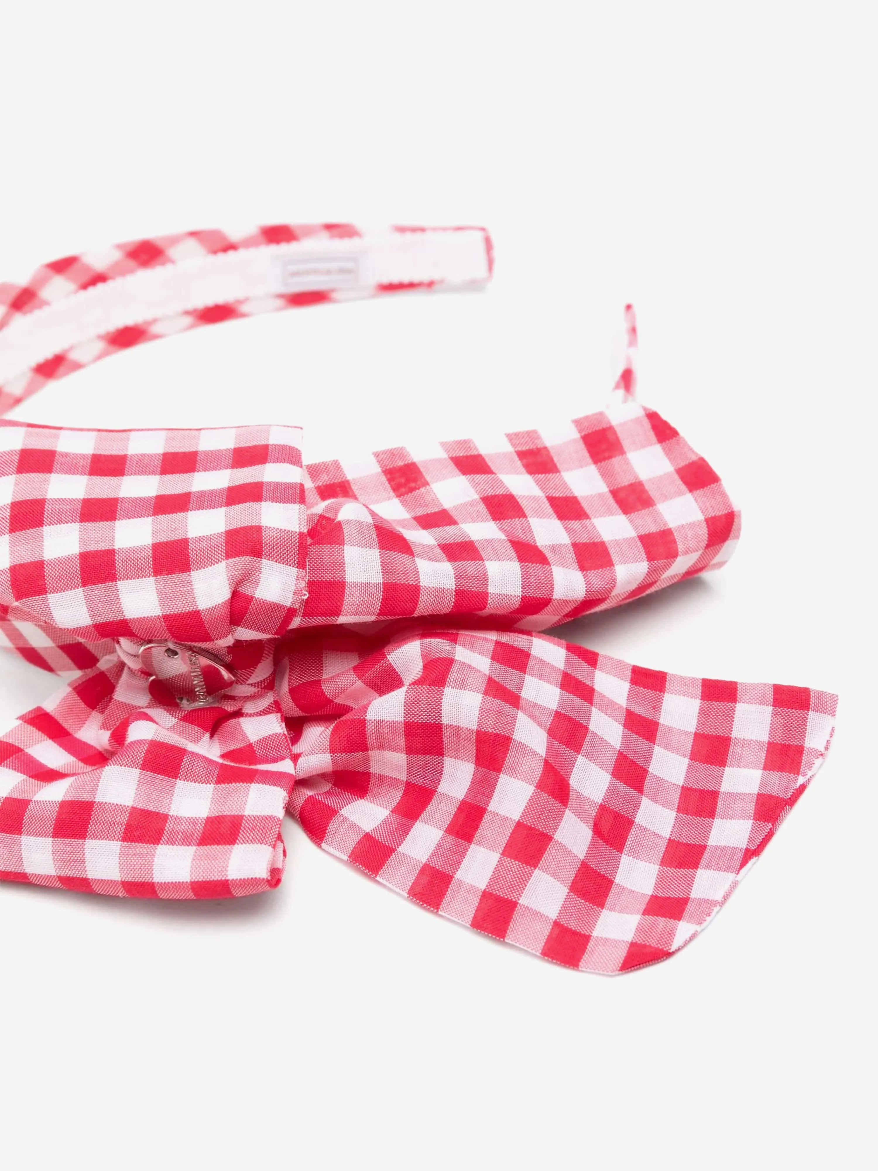 Girls Gingham Bow Headband in Red