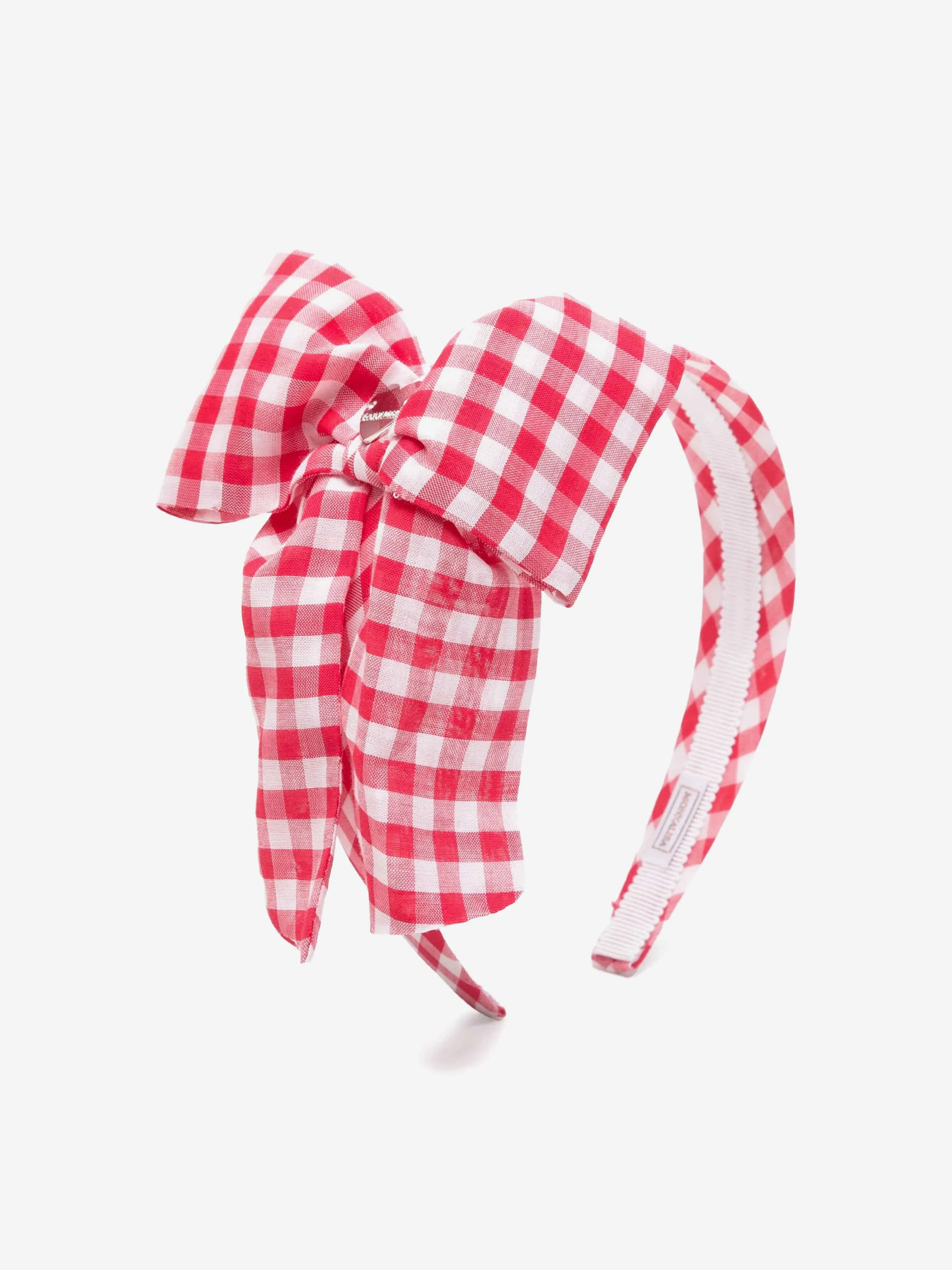 Girls Gingham Bow Headband in Red