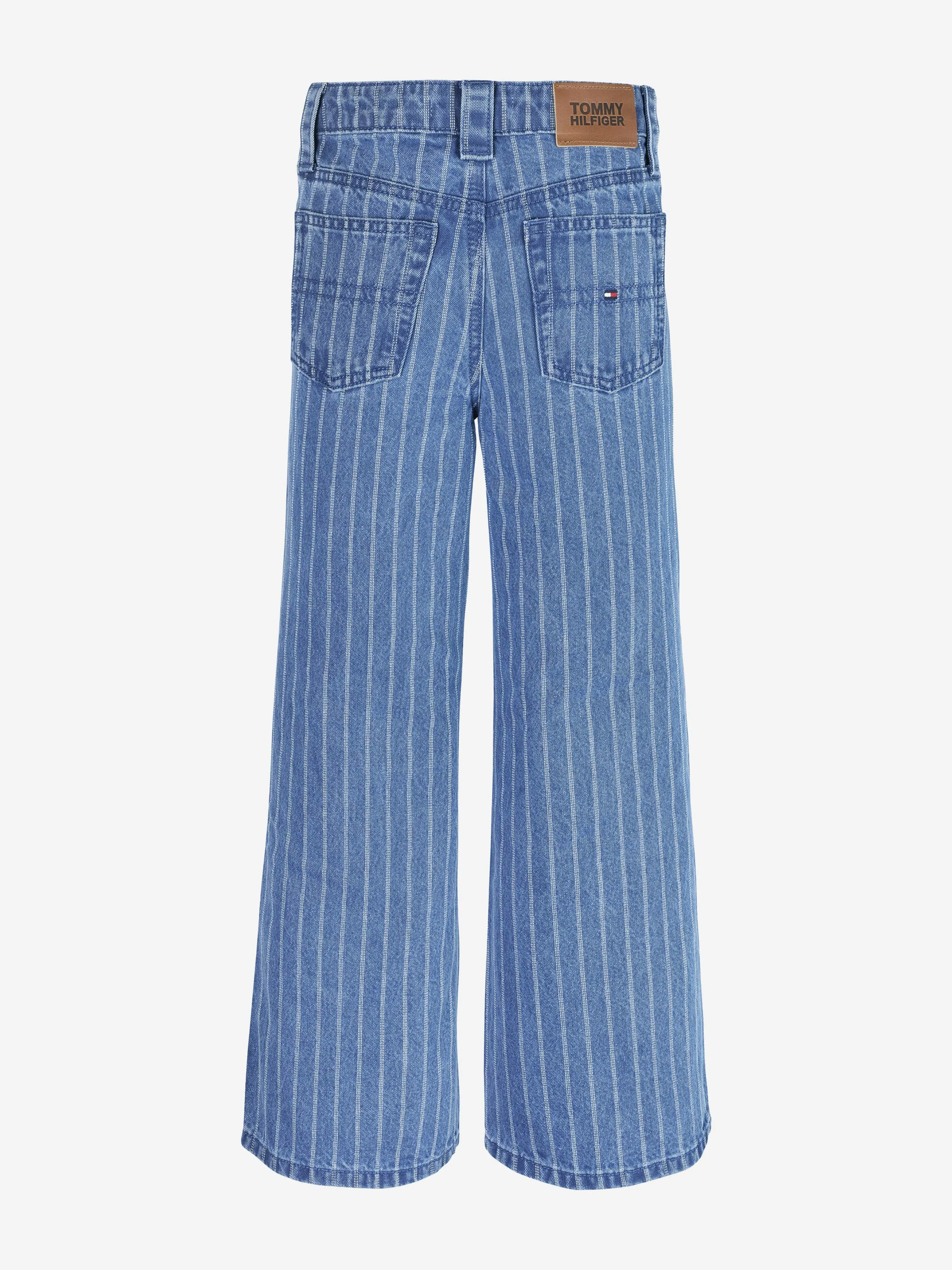 Girls Mabel Stripe Wide Leg Jeans in Blue