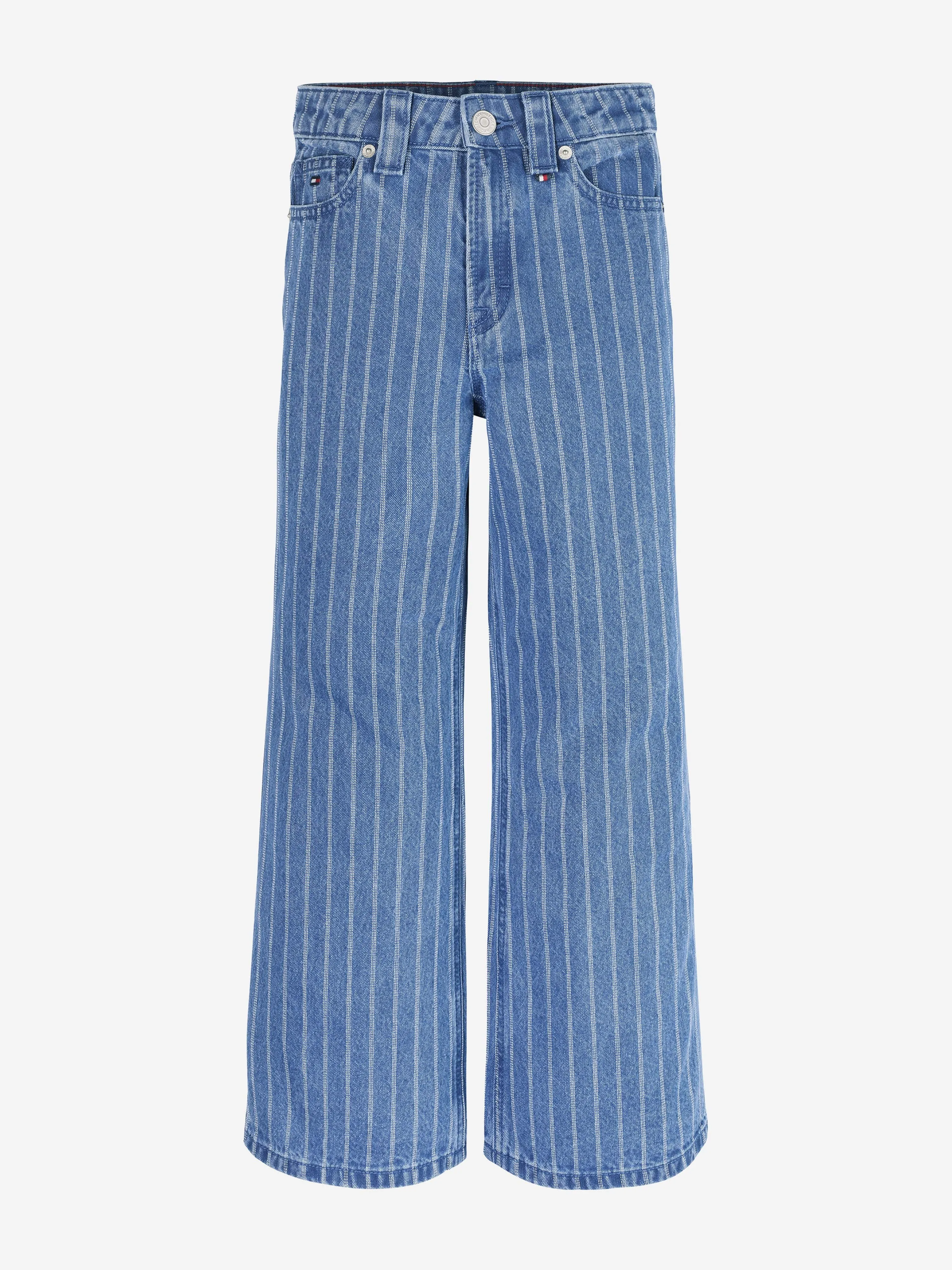 Girls Mabel Stripe Wide Leg Jeans in Blue