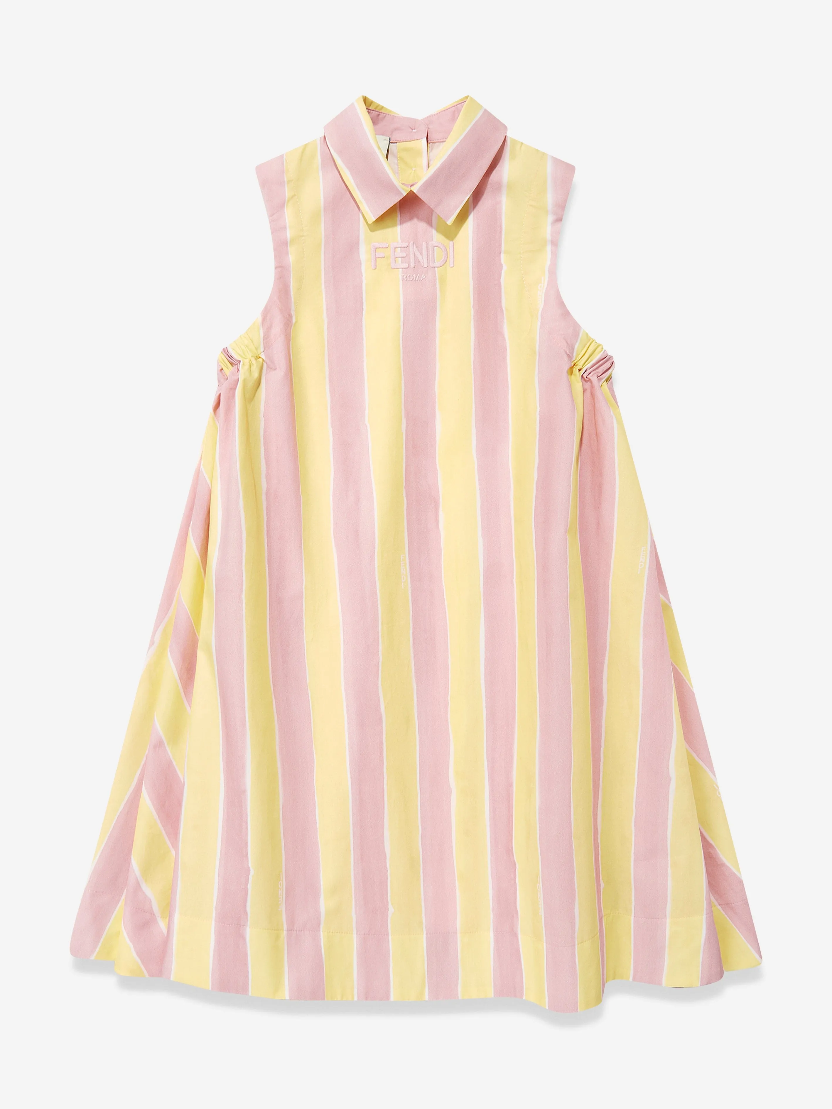 Girls Pequin Print Dress in Yellow