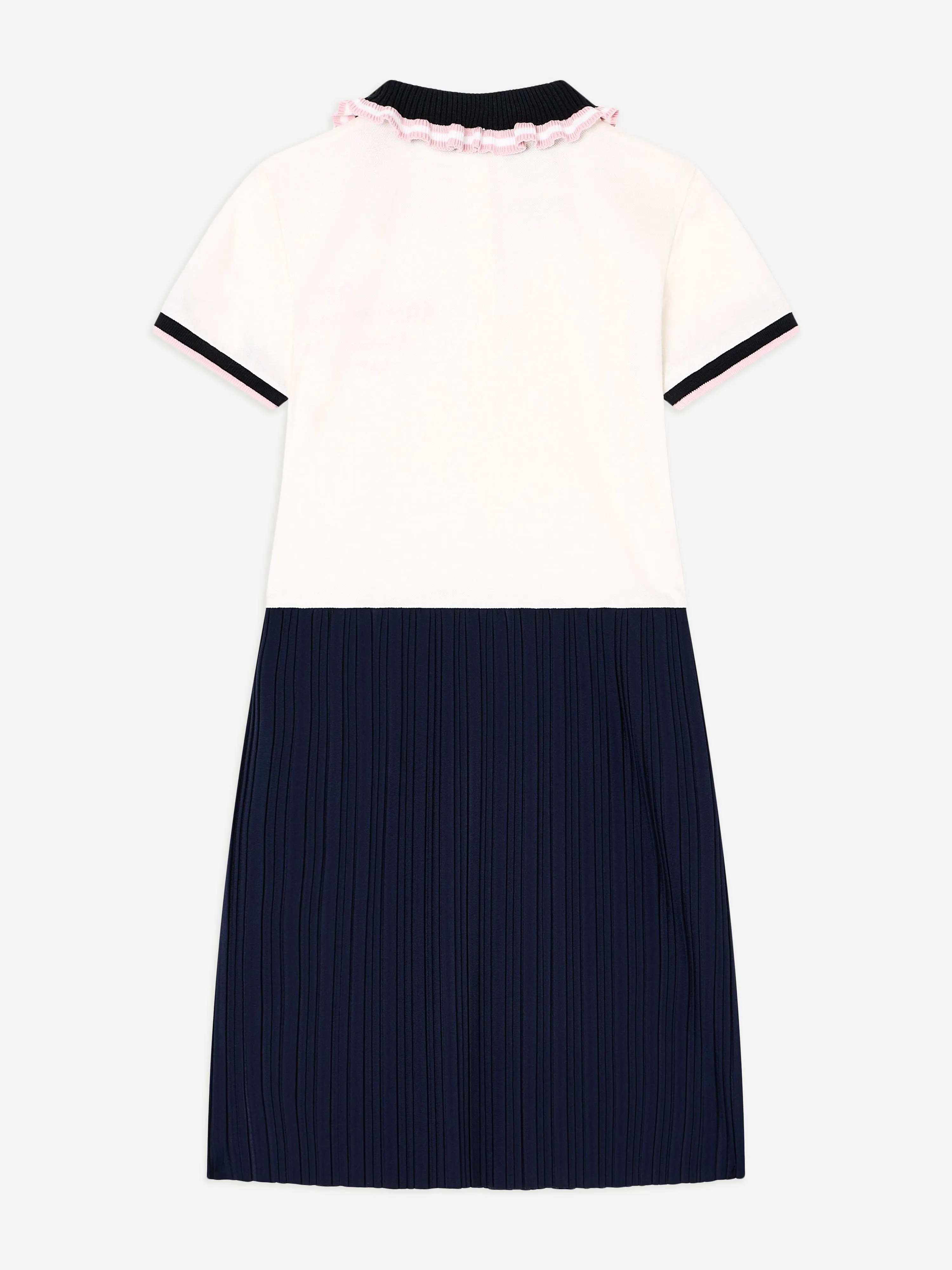 Girls Pleated Polo Dress in Ivory