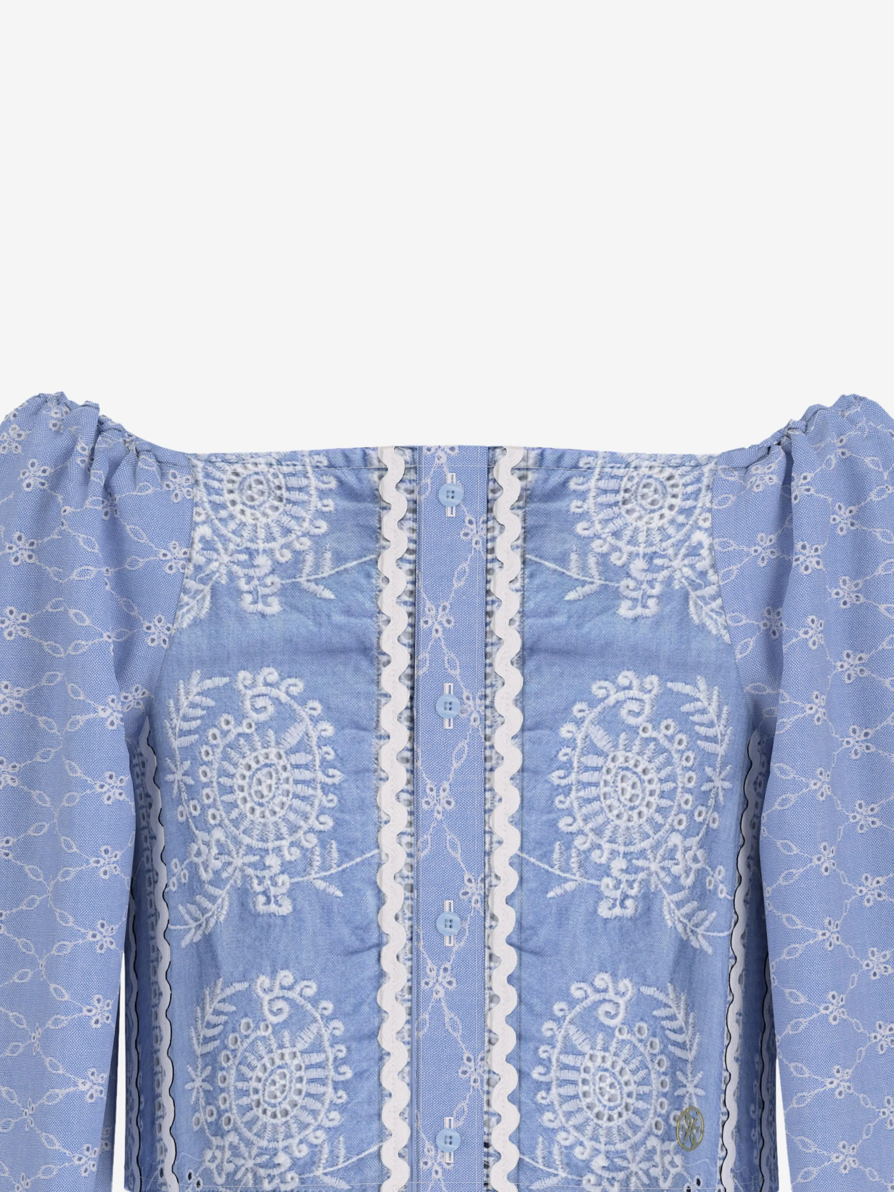 Girls Sangallo Oxford Blouse in Blue
