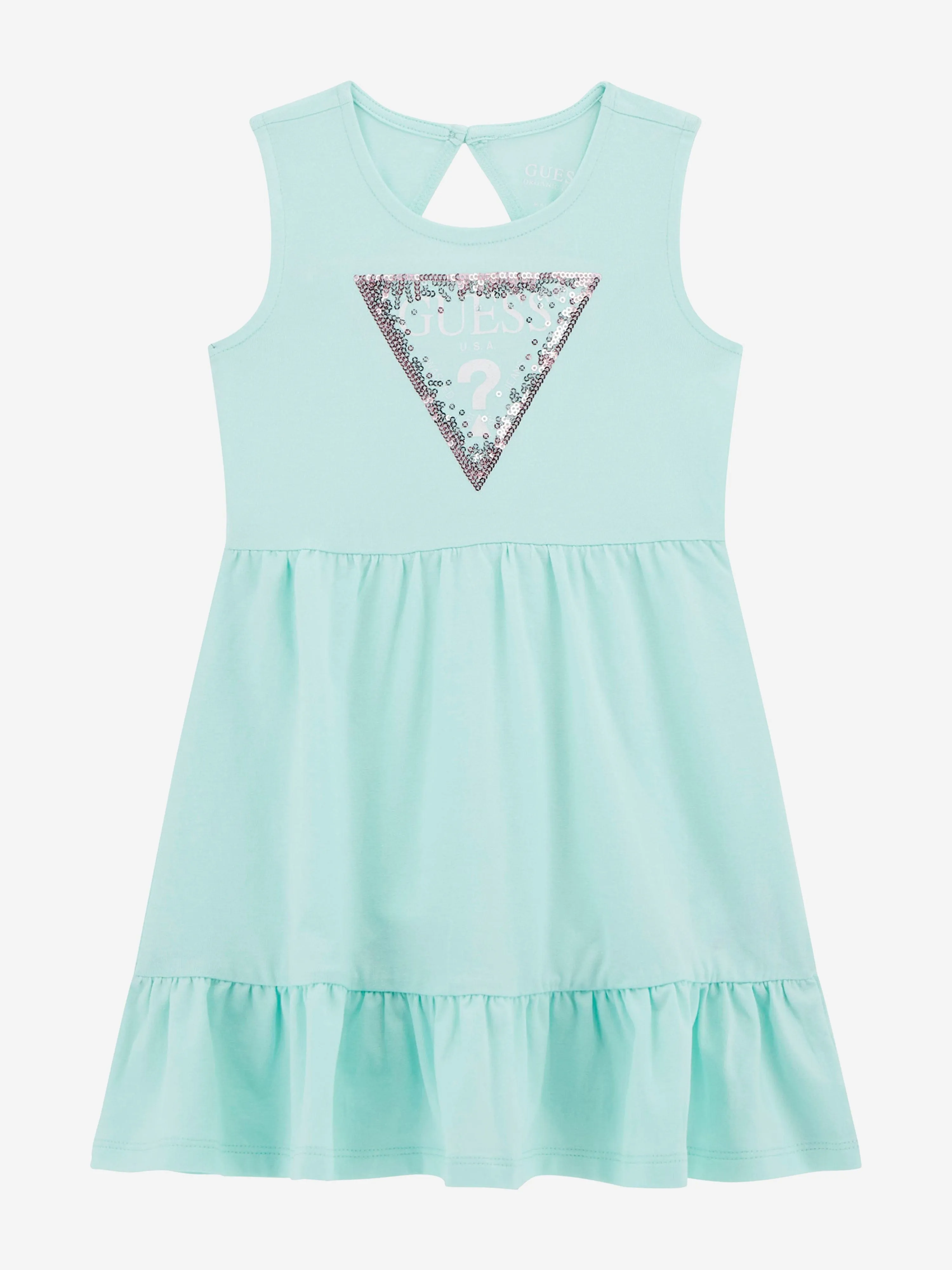Girls Sleeveless Logo Dress in Green