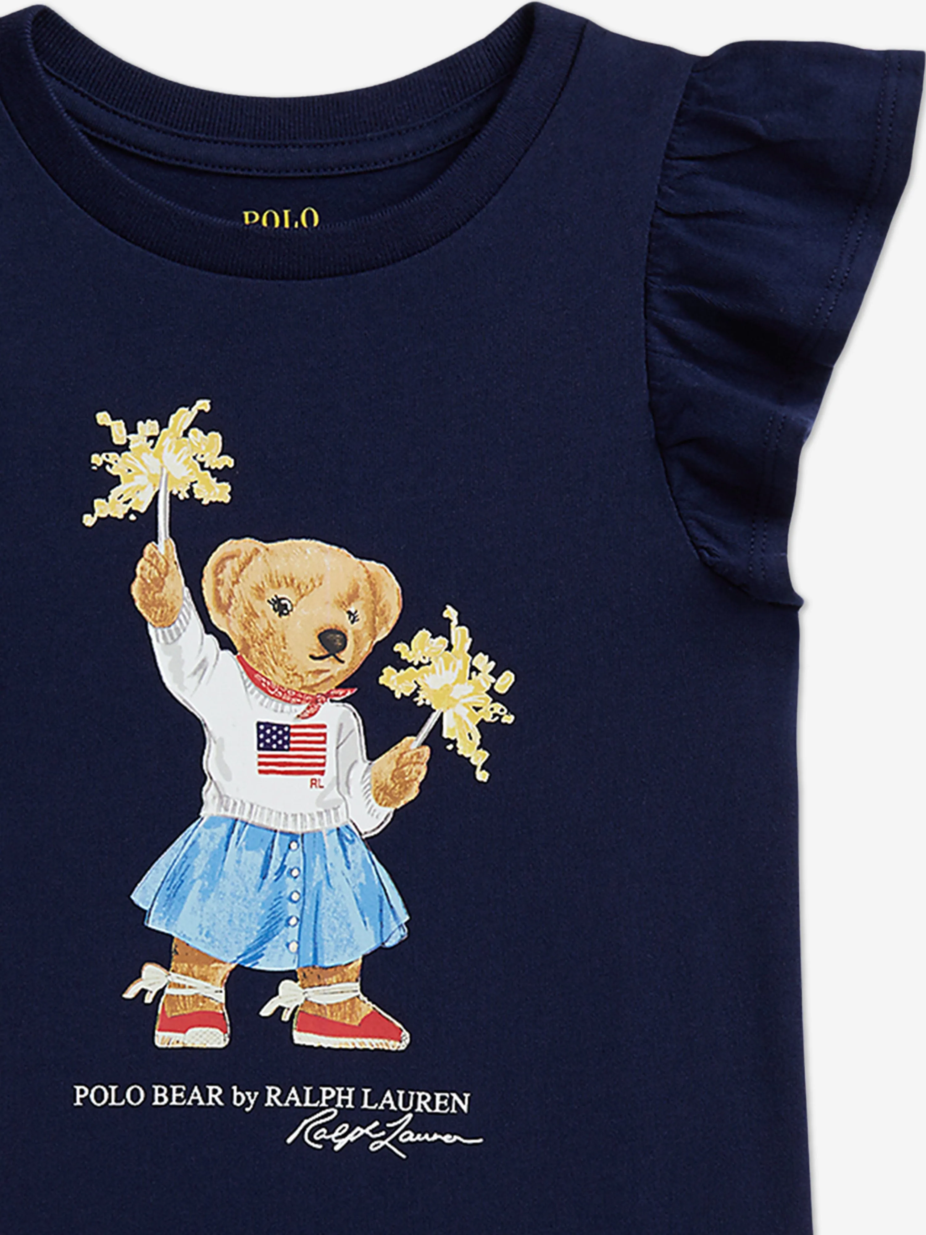 Girls Sparkler Polo Bear Jersey Dress in Navy