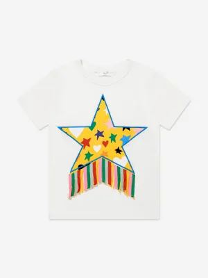 Girls Star Print T-Shirt in Ivory