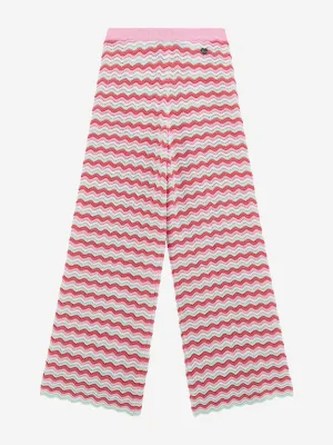 Girls Wavy Sweater Pants in Pink