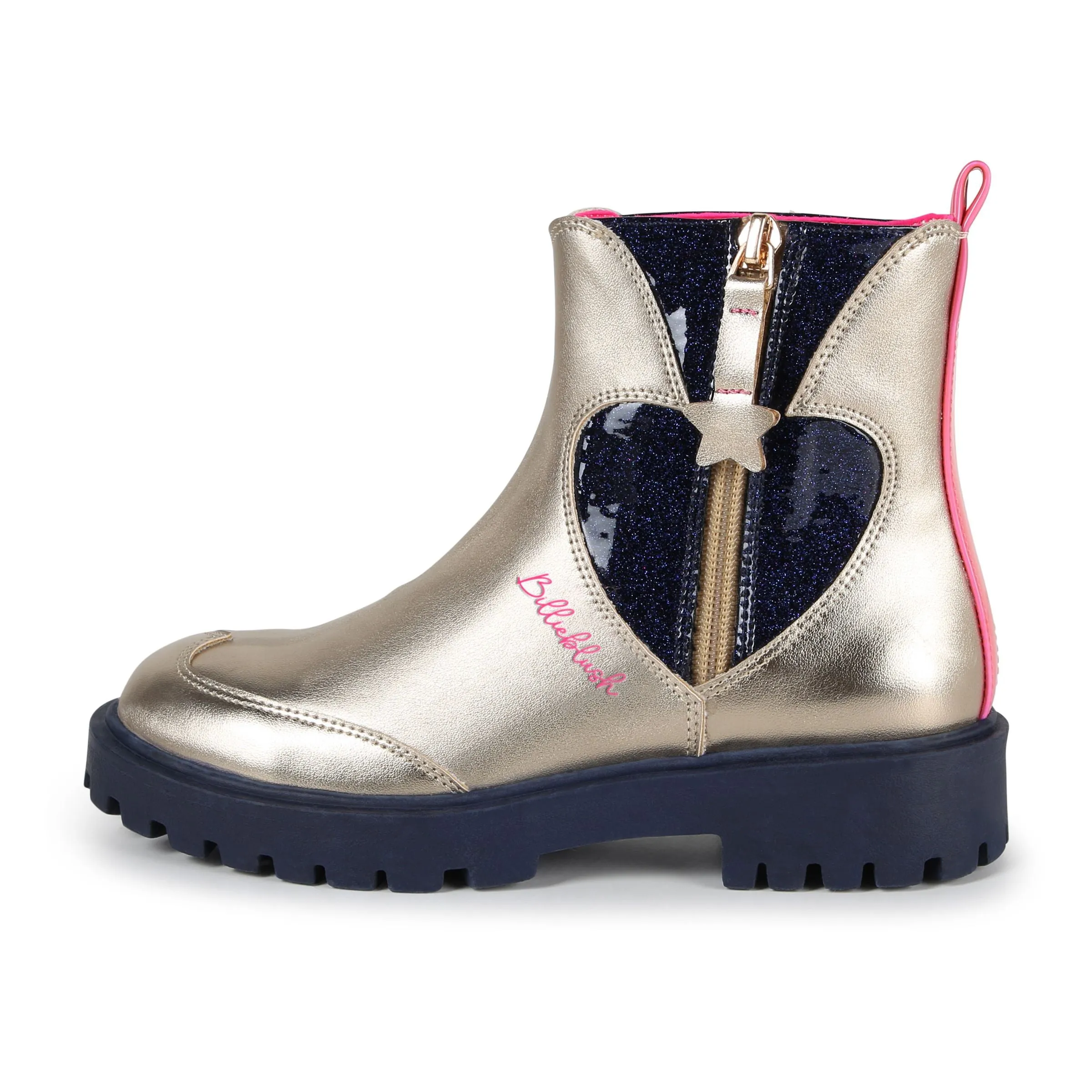Gold Sequin Heart Metallic Boots
