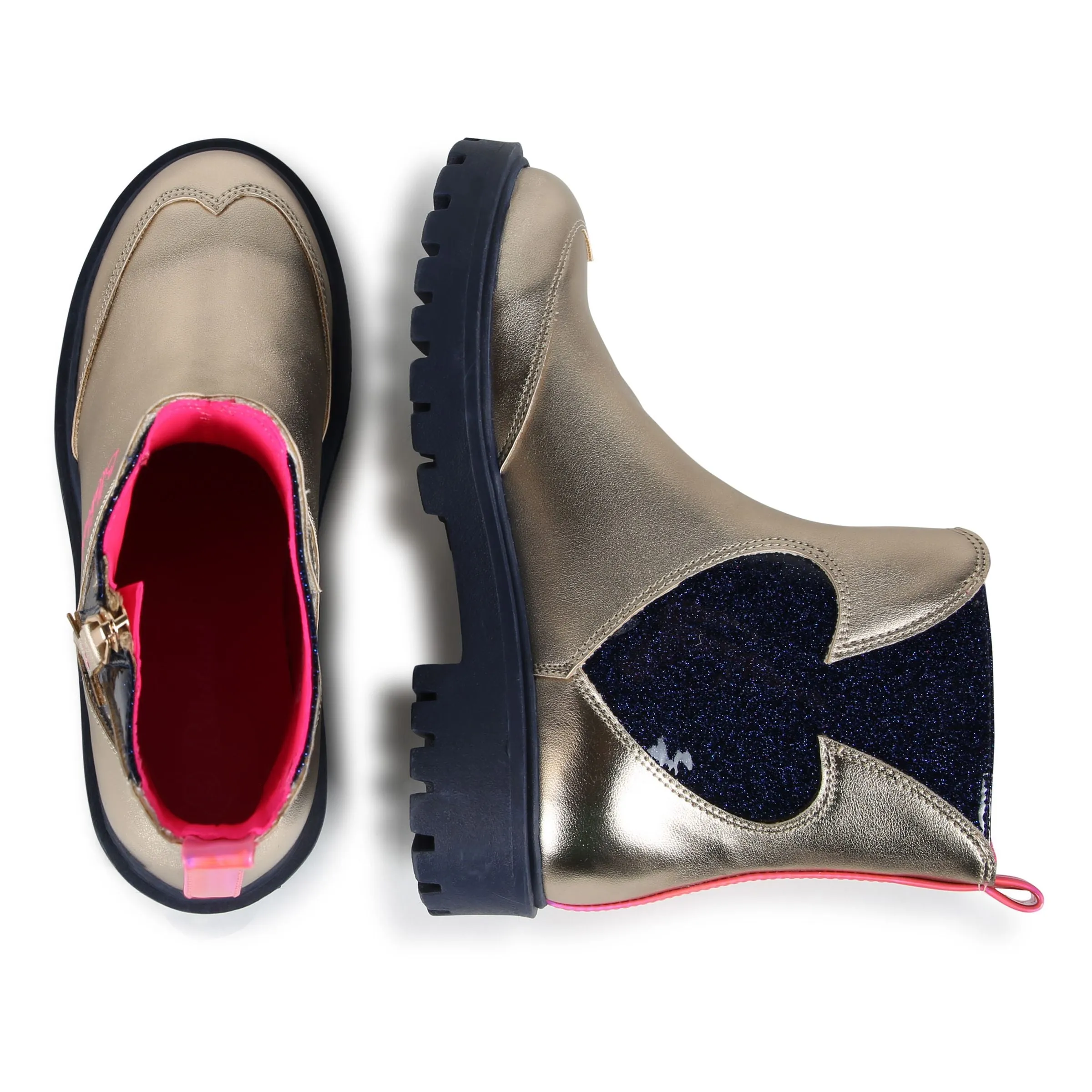Gold Sequin Heart Metallic Boots