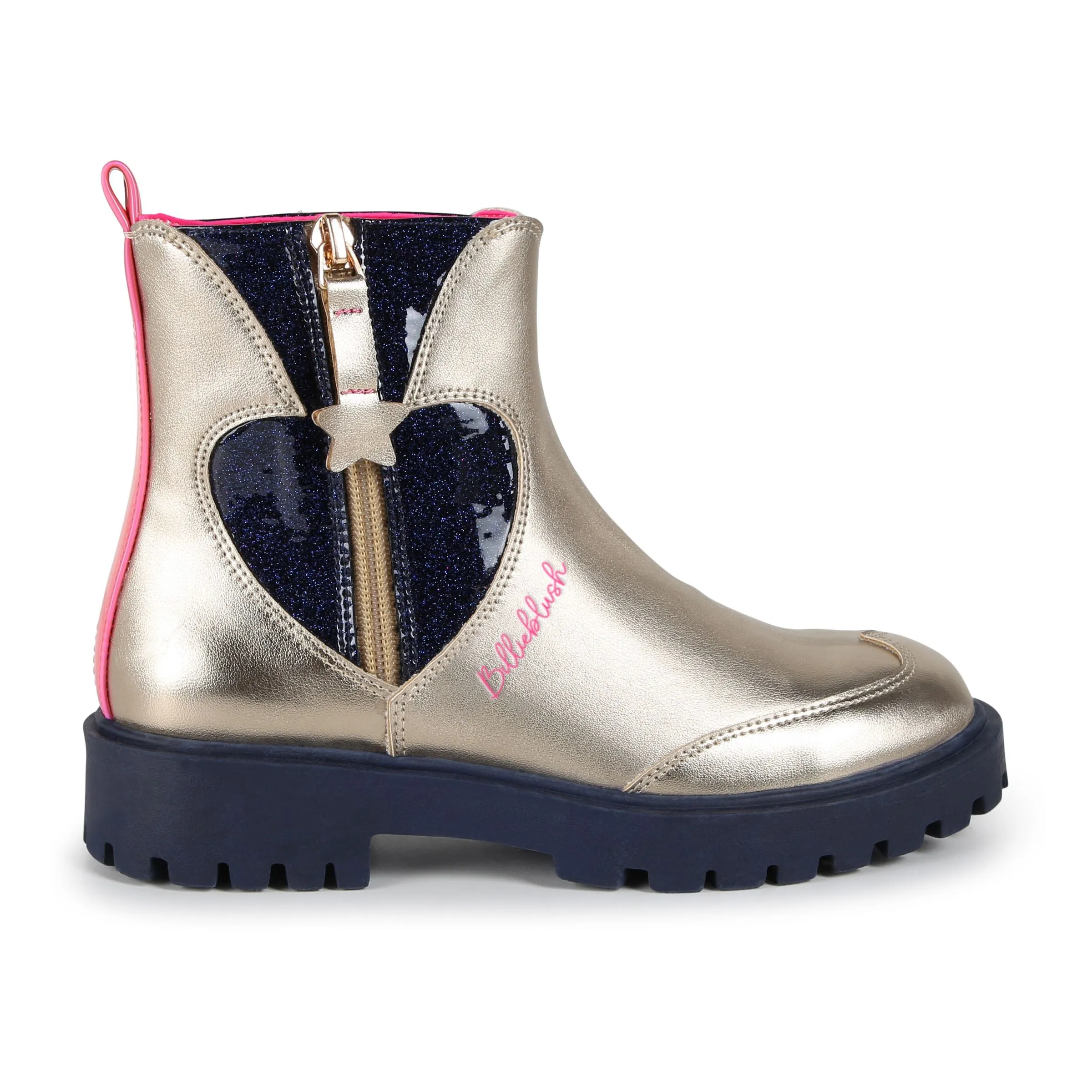 Gold Sequin Heart Metallic Boots