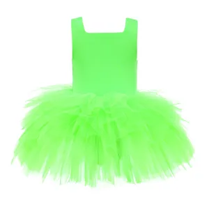 Green Neon Solid Tutu Dress