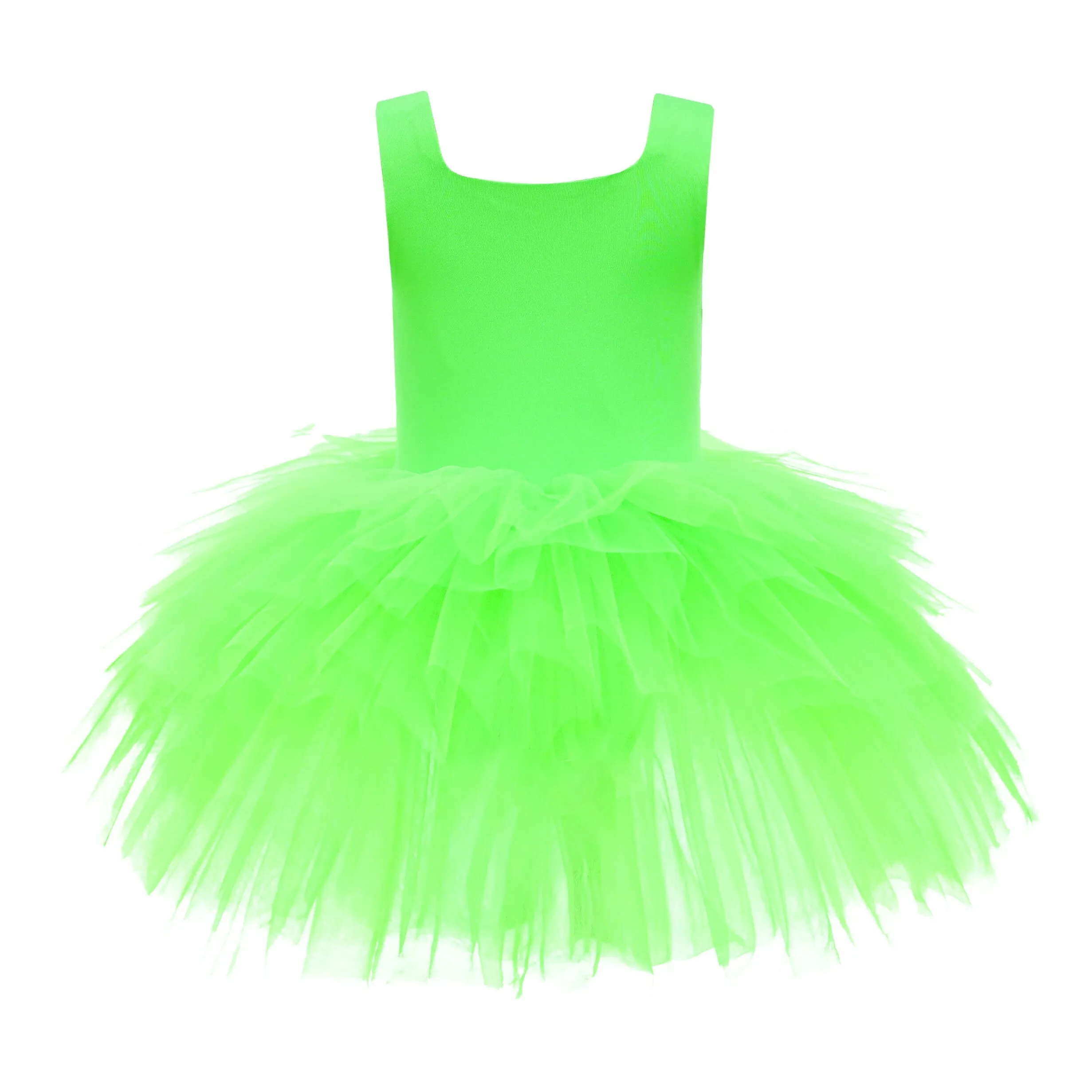 Green Neon Solid Tutu Dress