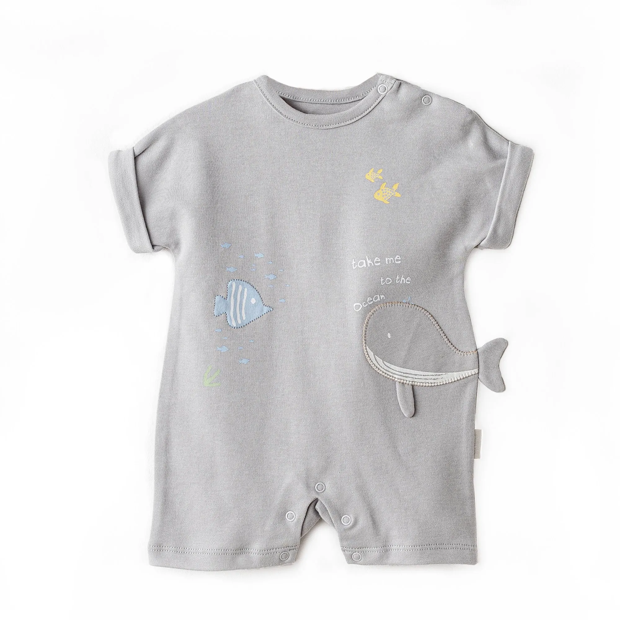 Grey Happy Ocean Whale Romper