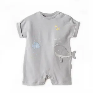 Grey Happy Ocean Whale Romper
