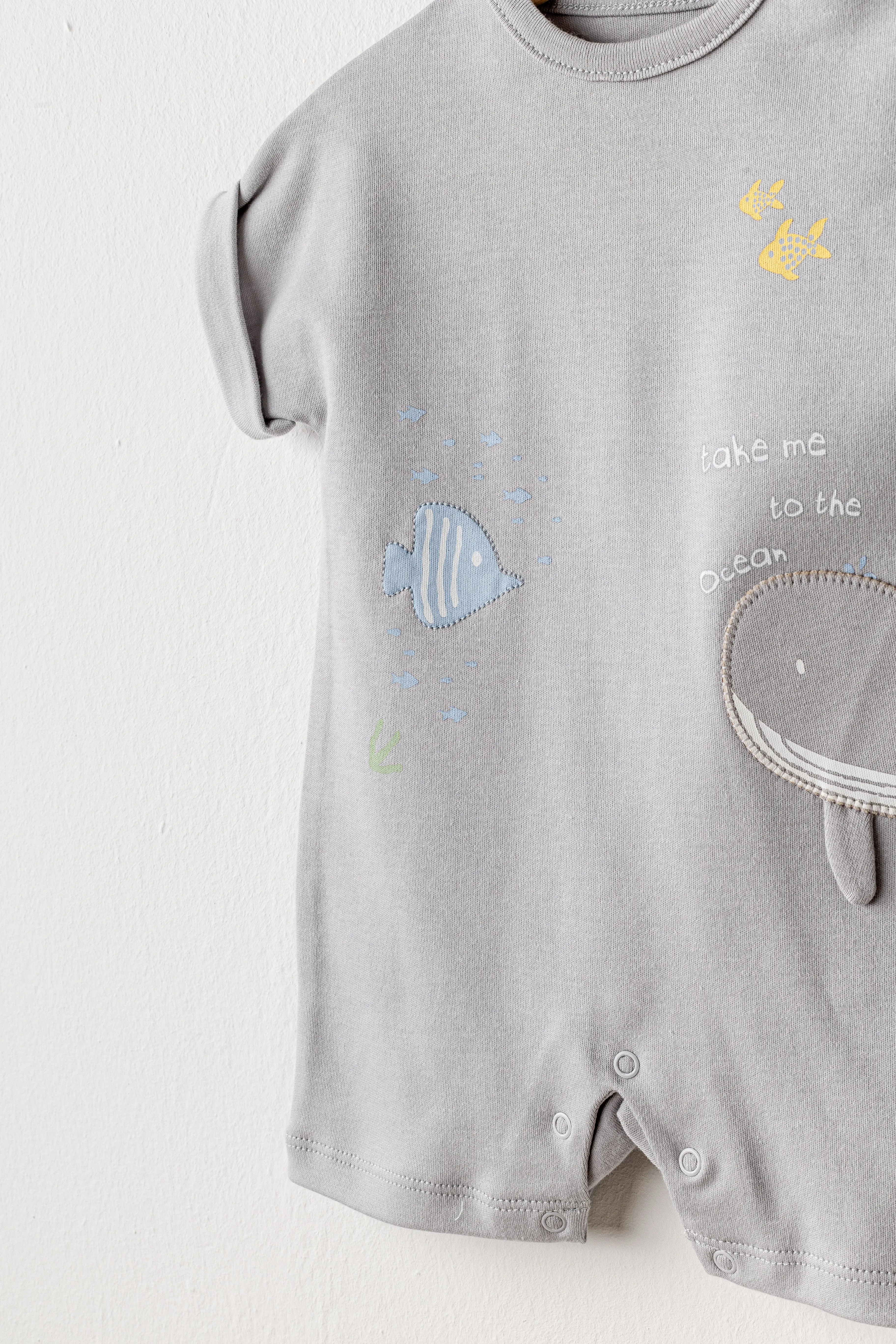 Grey Happy Ocean Whale Romper