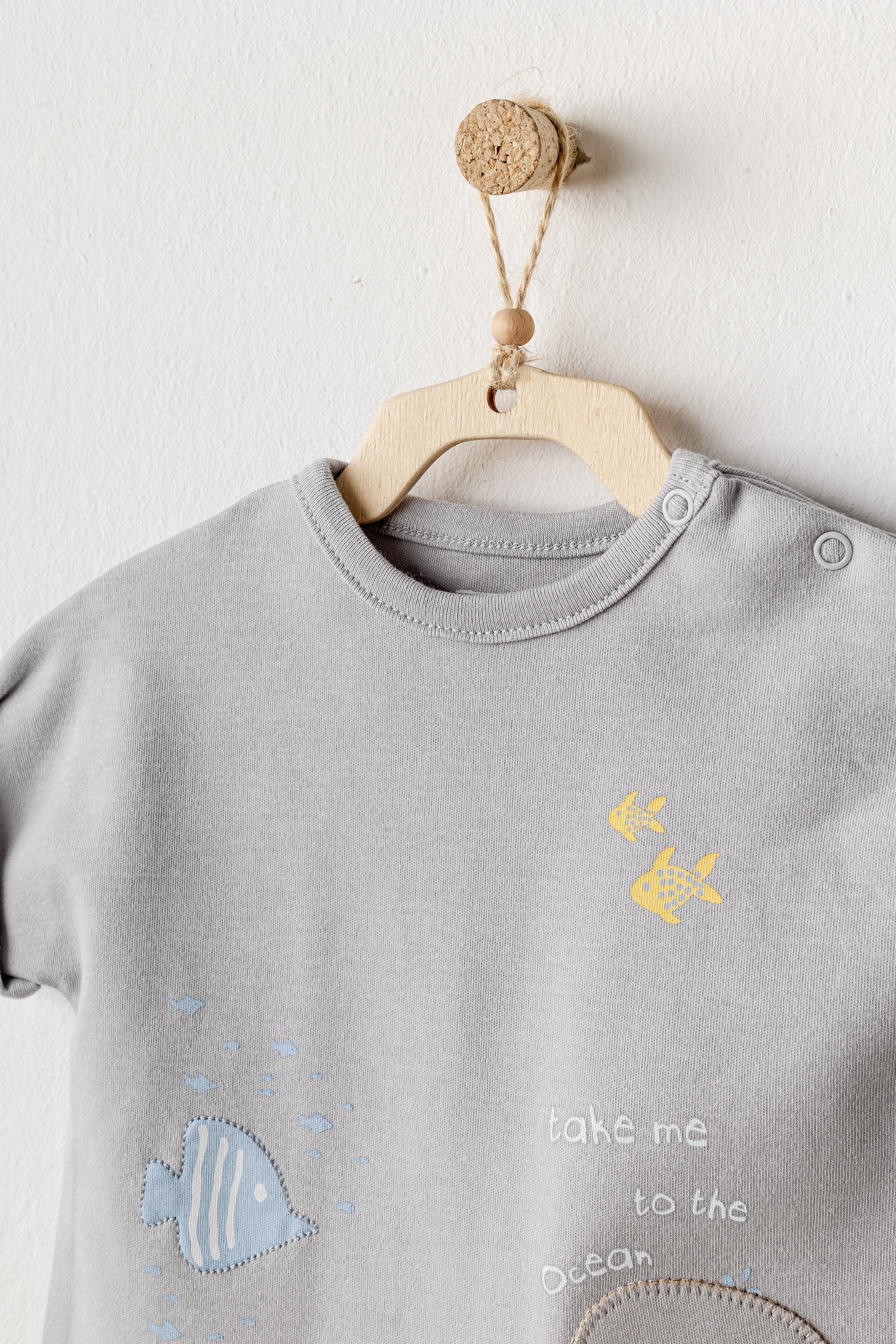 Grey Happy Ocean Whale Romper