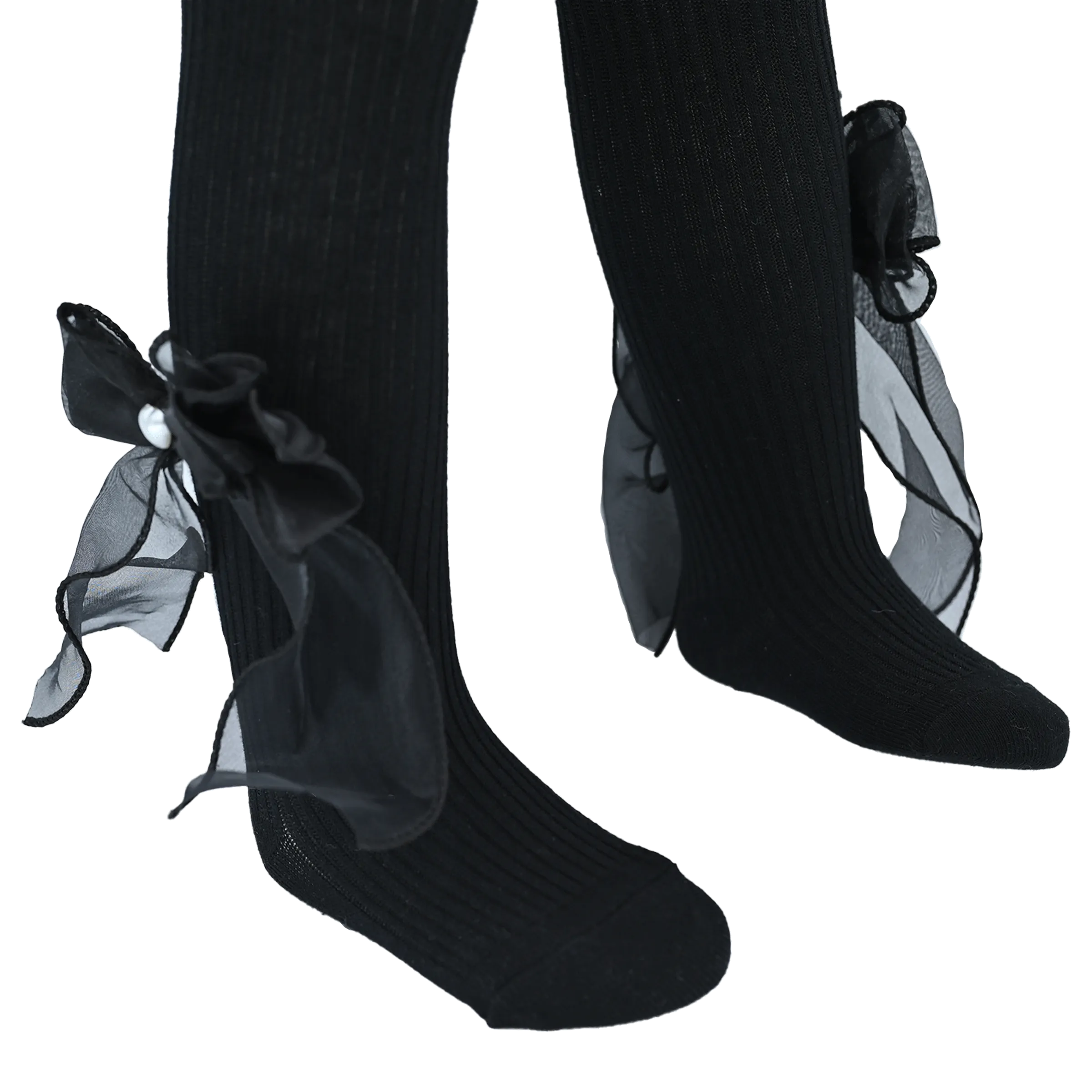 Heart Pearl Ribbon Tights