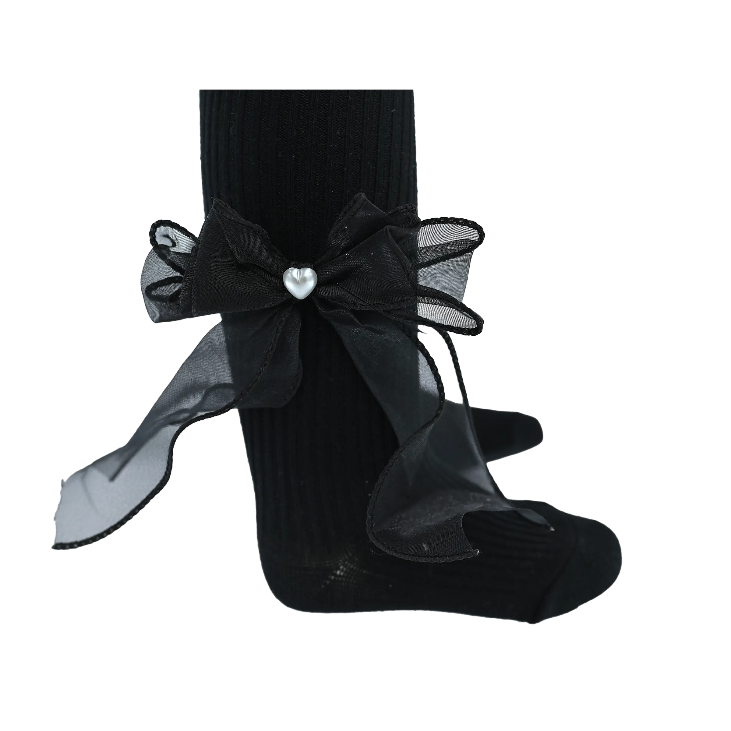 Heart Pearl Ribbon Tights