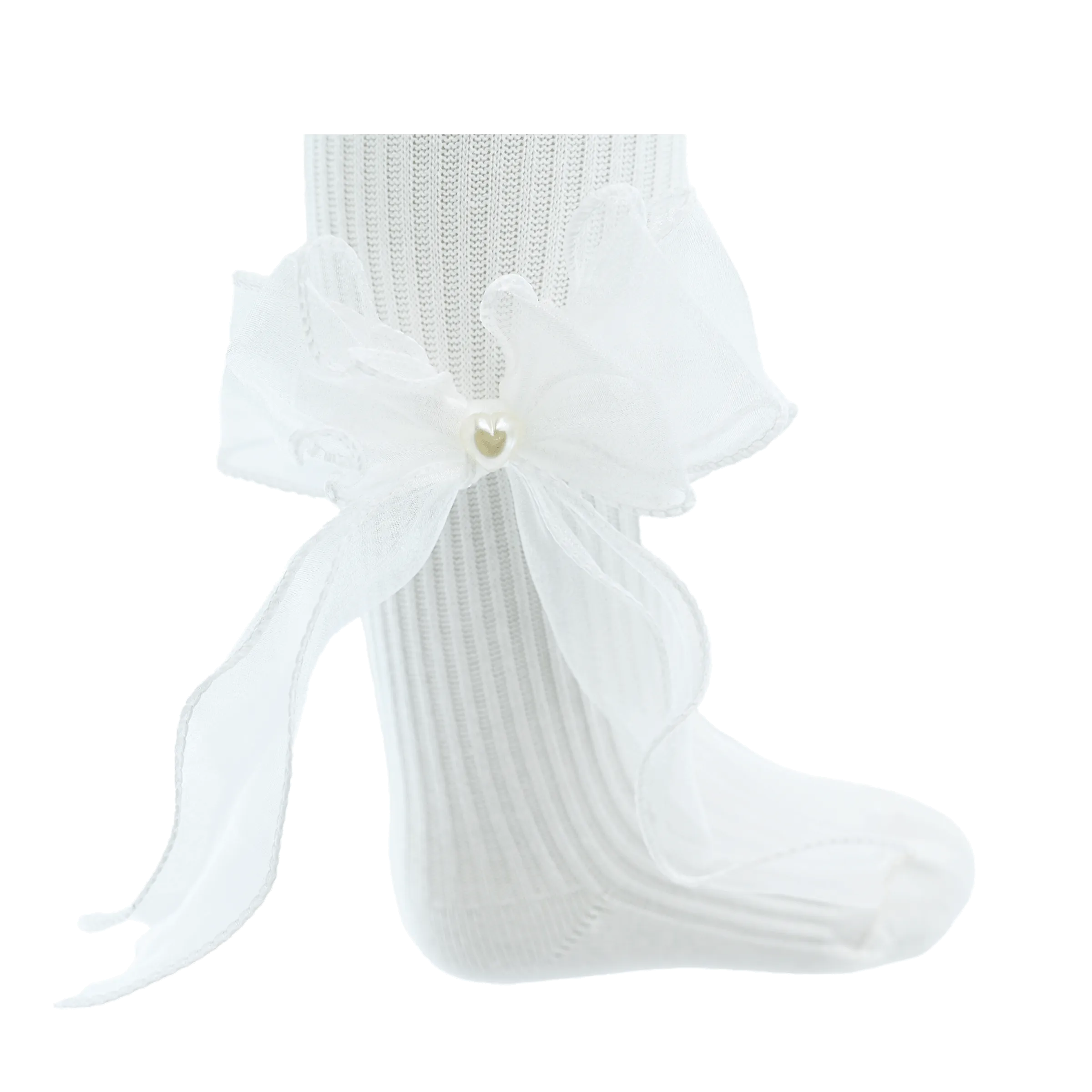 Heart Pearl Ribbon Tights