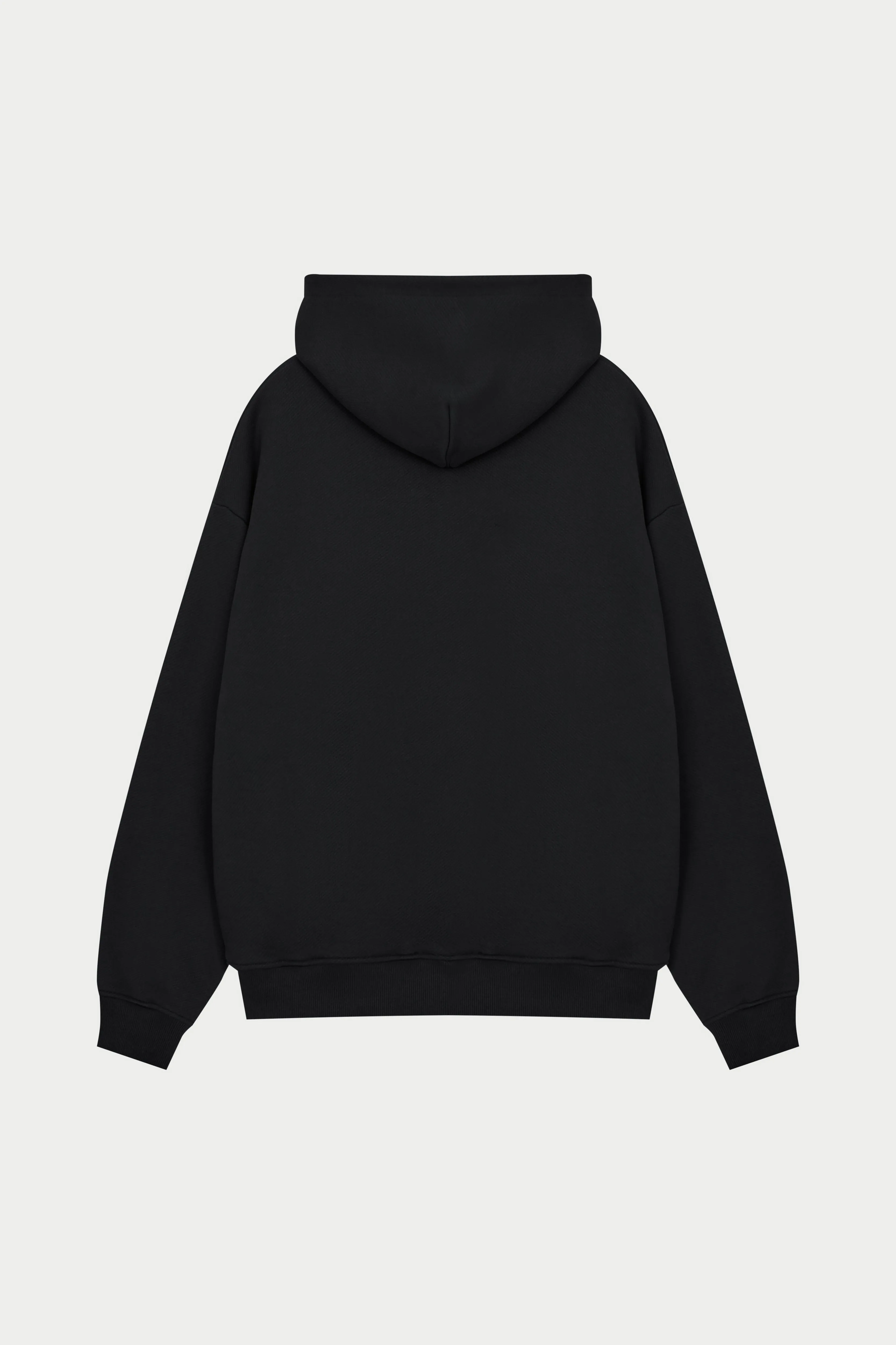HEAVYWEIGHT EMBLEM APPLIQUE ZIP THROUGH HOODIE - BLACK